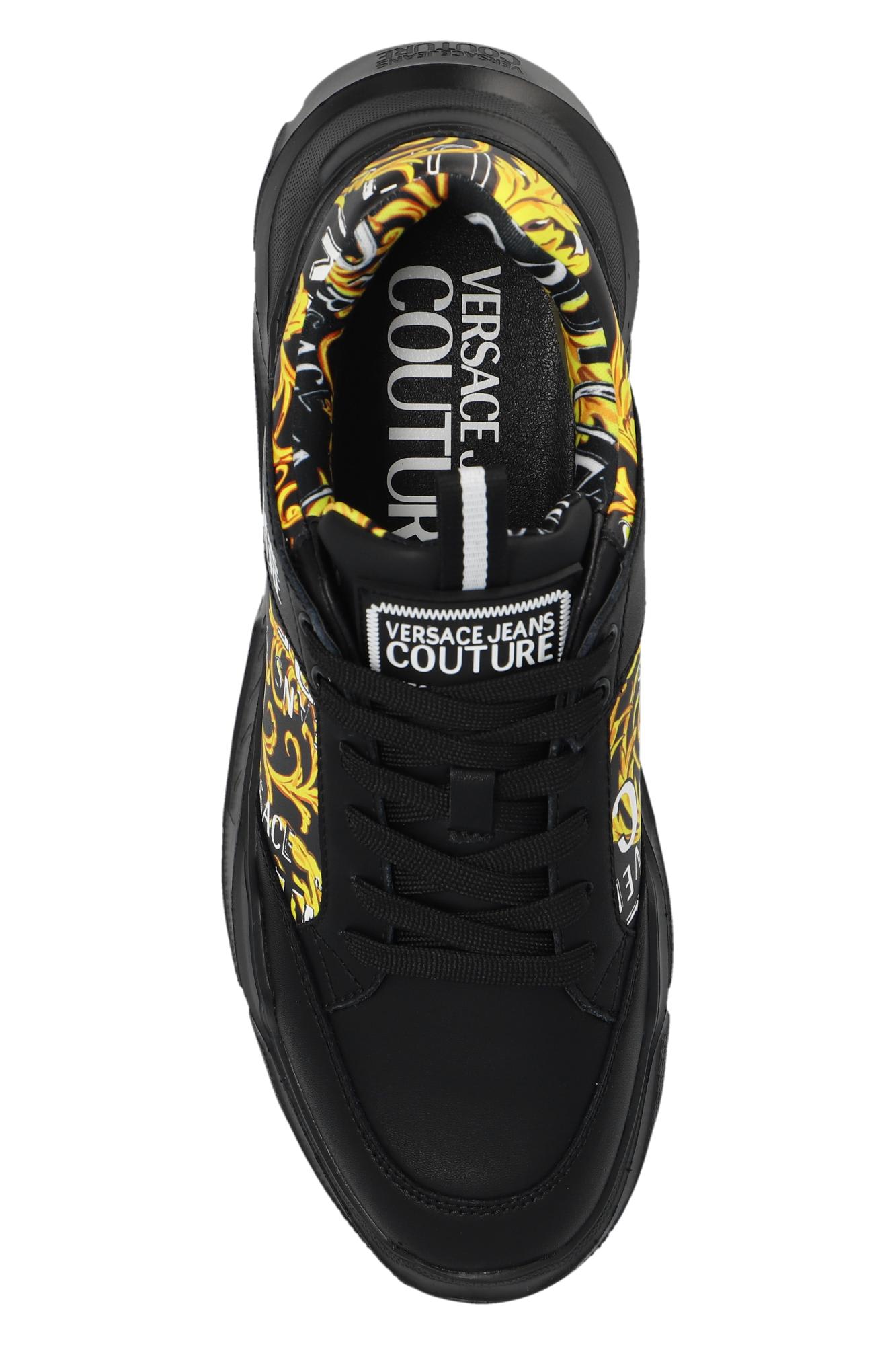 Shop Versace Jeans Couture Printed Sneakers In Black