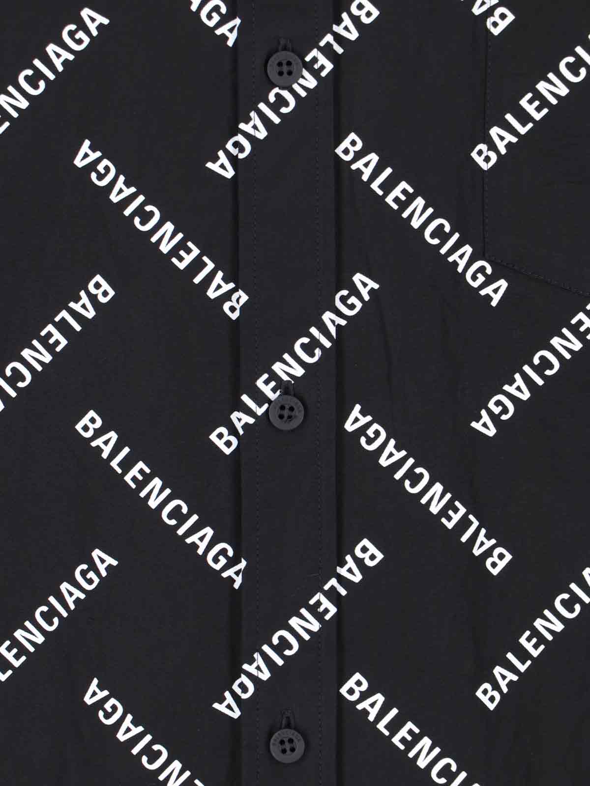 Shop Balenciaga All-over Logo Shirt In Black