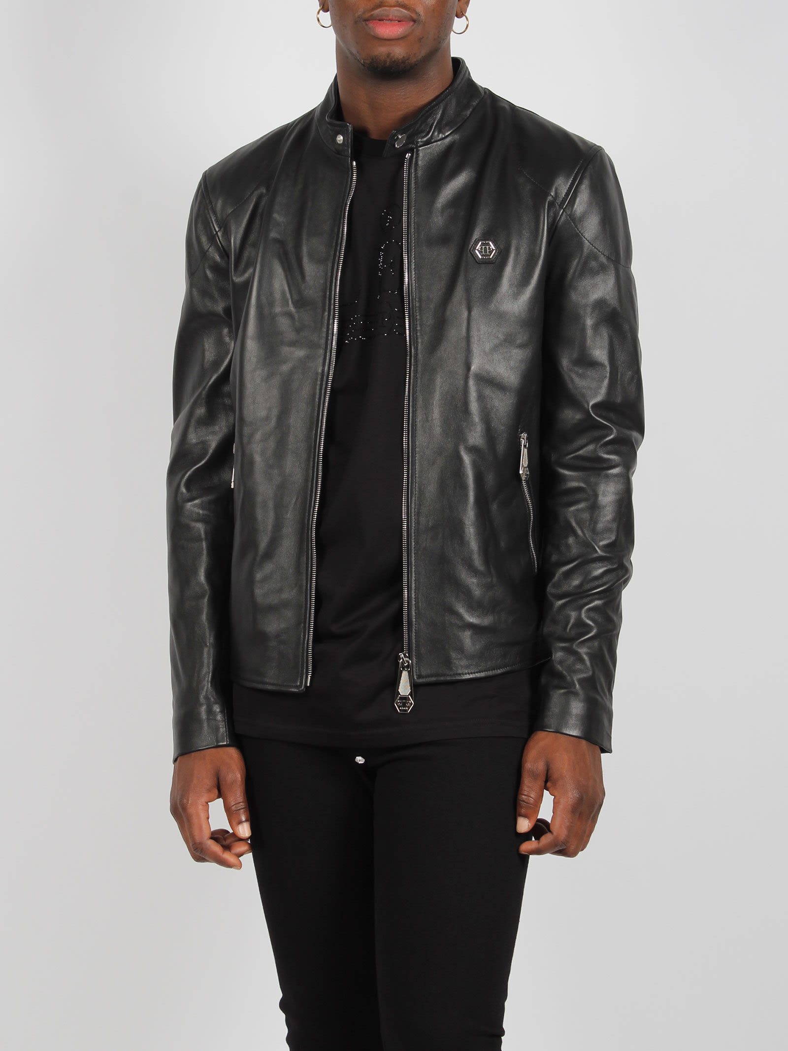 PHILIPP PLEIN BASIC LEATHER MOTO JACKET 