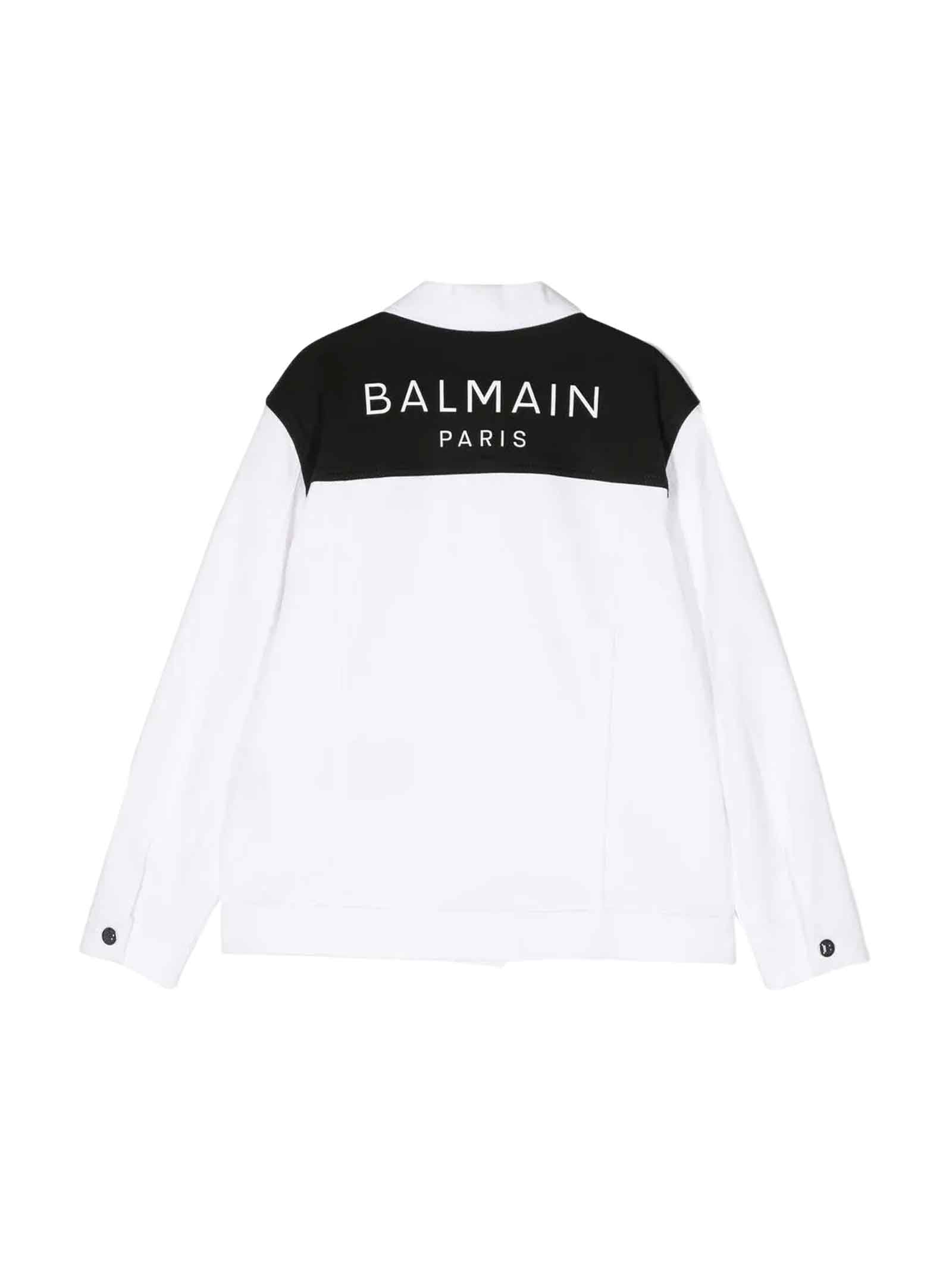 Shop Balmain White Jacket Unisex In Bianco/nero