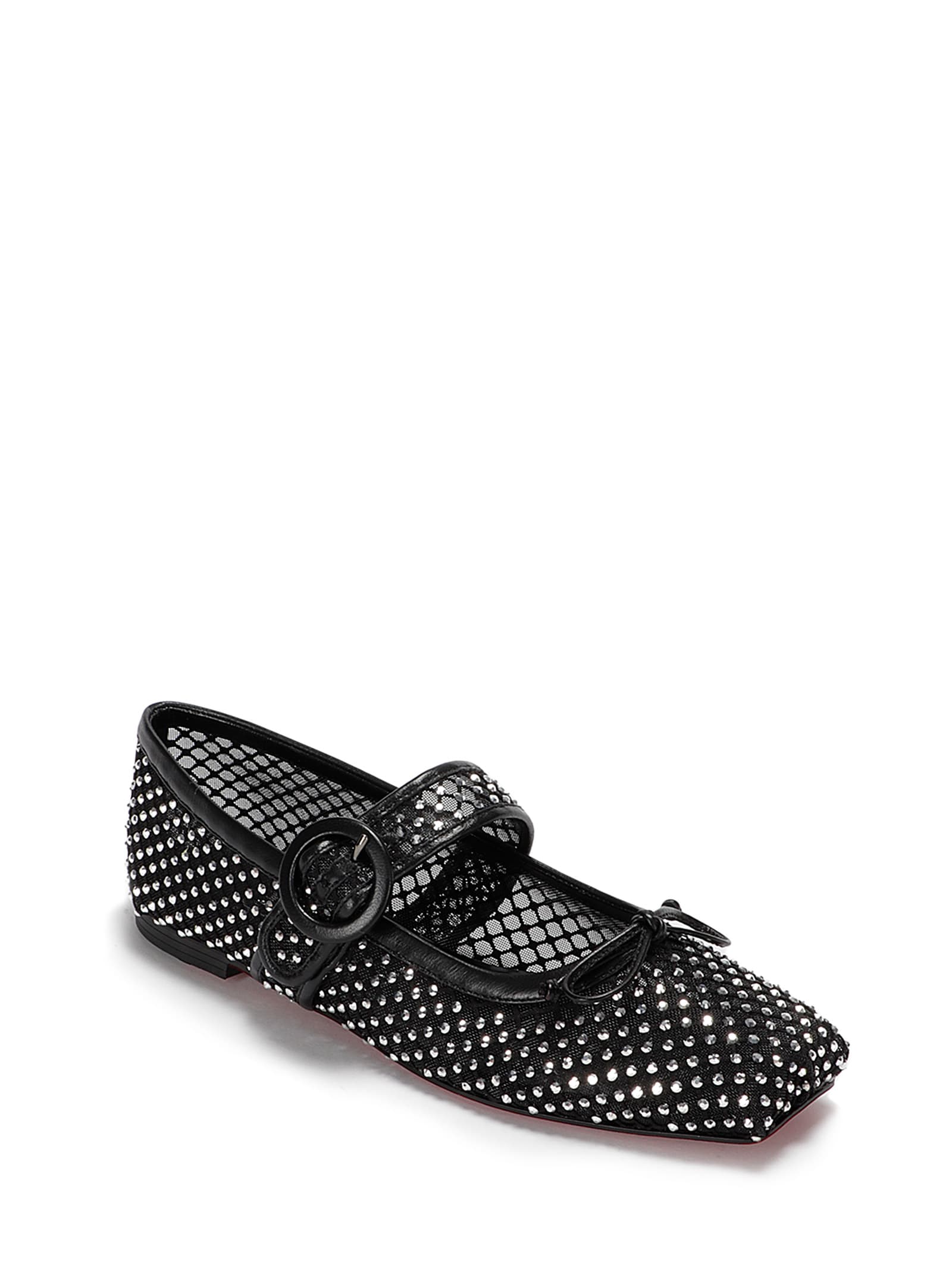 Shop Christian Louboutin Mamastrapitina Flat Resille In Black Cry/lin Black