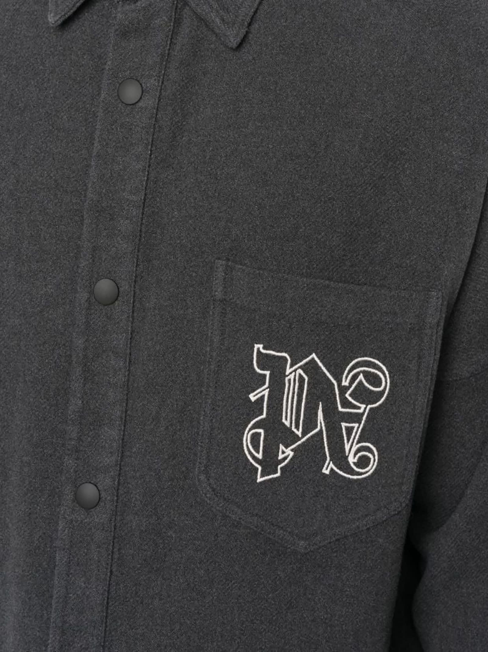 Palm Angels Logo-print Shirt Jacket In Grigio