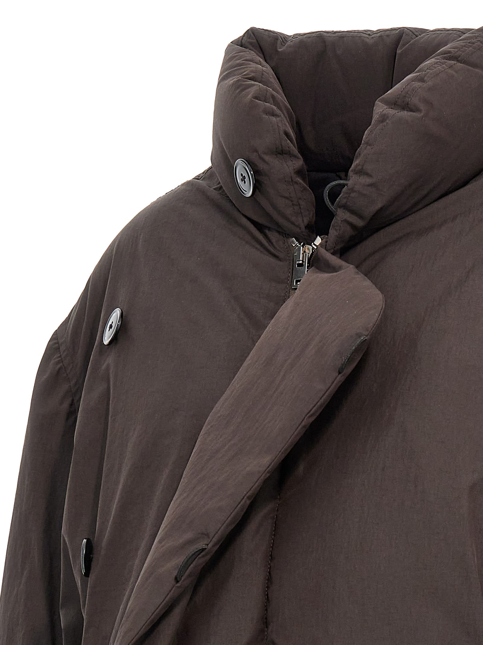 Shop Lemaire Long Down Jacket In Brown