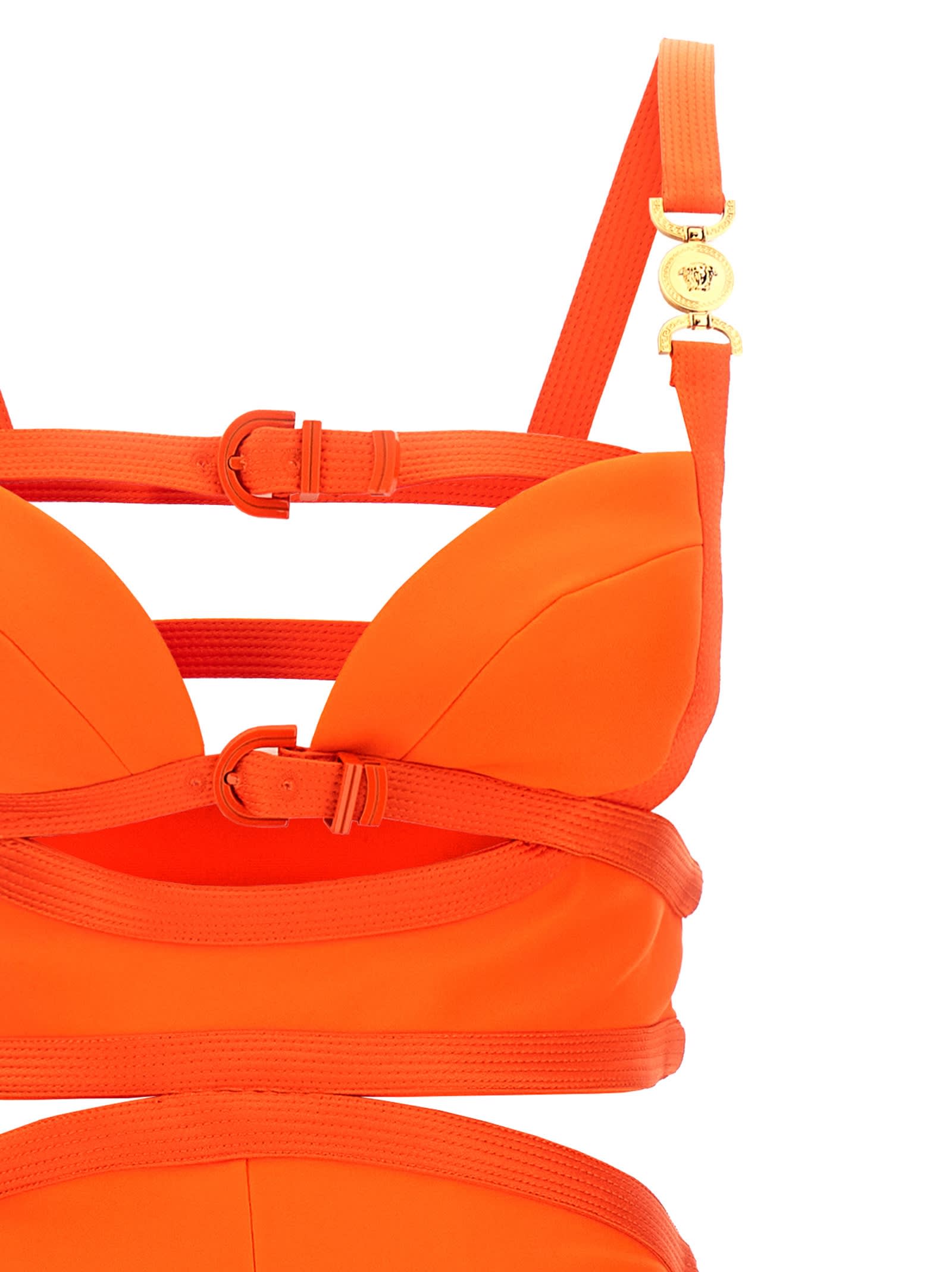 Shop Versace La Vacanza Capsule Medusa 95 Jumpsuit In Orange