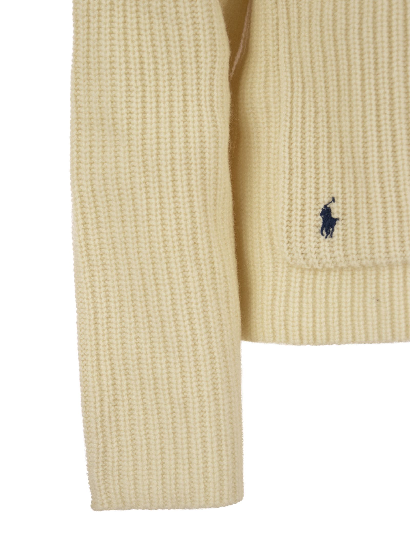 Shop Polo Ralph Lauren Ribbed Wool And Cashmere Cardigan In Cream