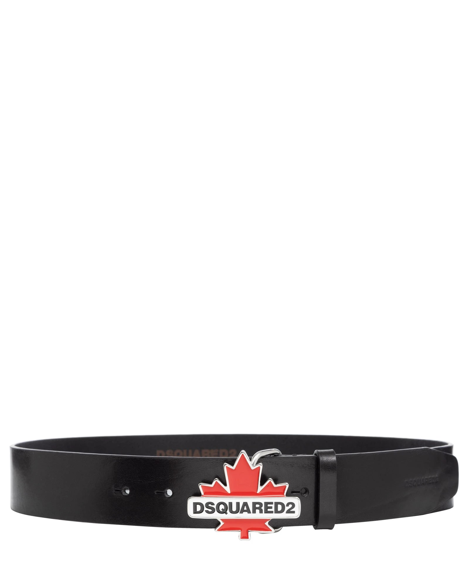 Shop Dsquared2 Canadian Leaf Leather Belt In Nero