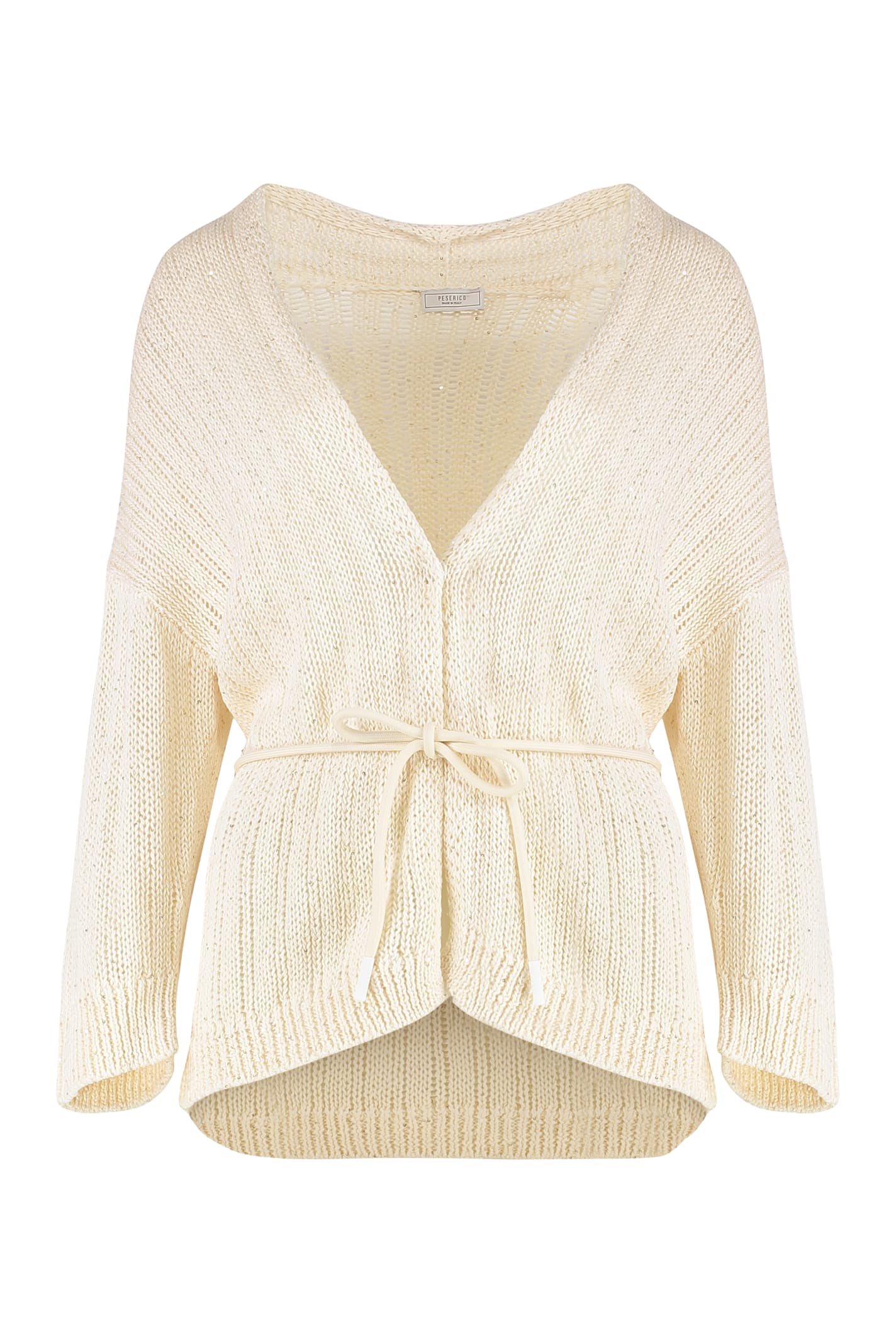 Shop Peserico Cotton Cardigan In Ivory