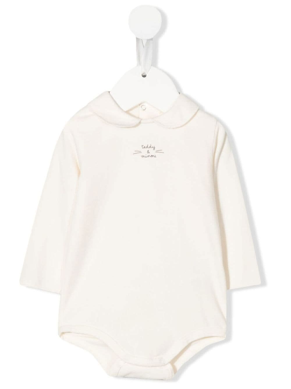 Teddy &amp; Minou Babies' Milk White Cotton Long Sleeve Bodysuit In Bianco