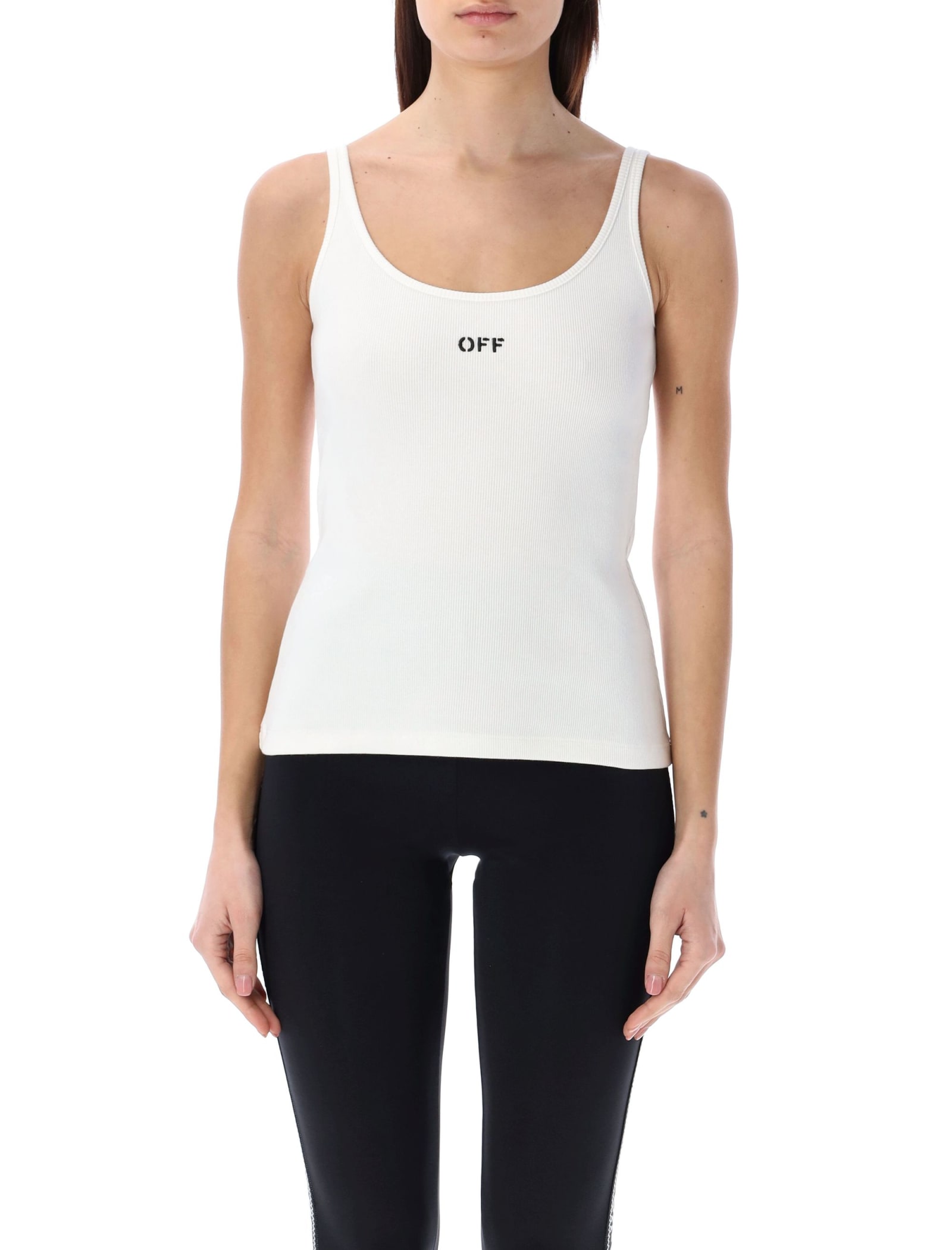 Shop Off-white Off Stamp Rib Tank Top In White