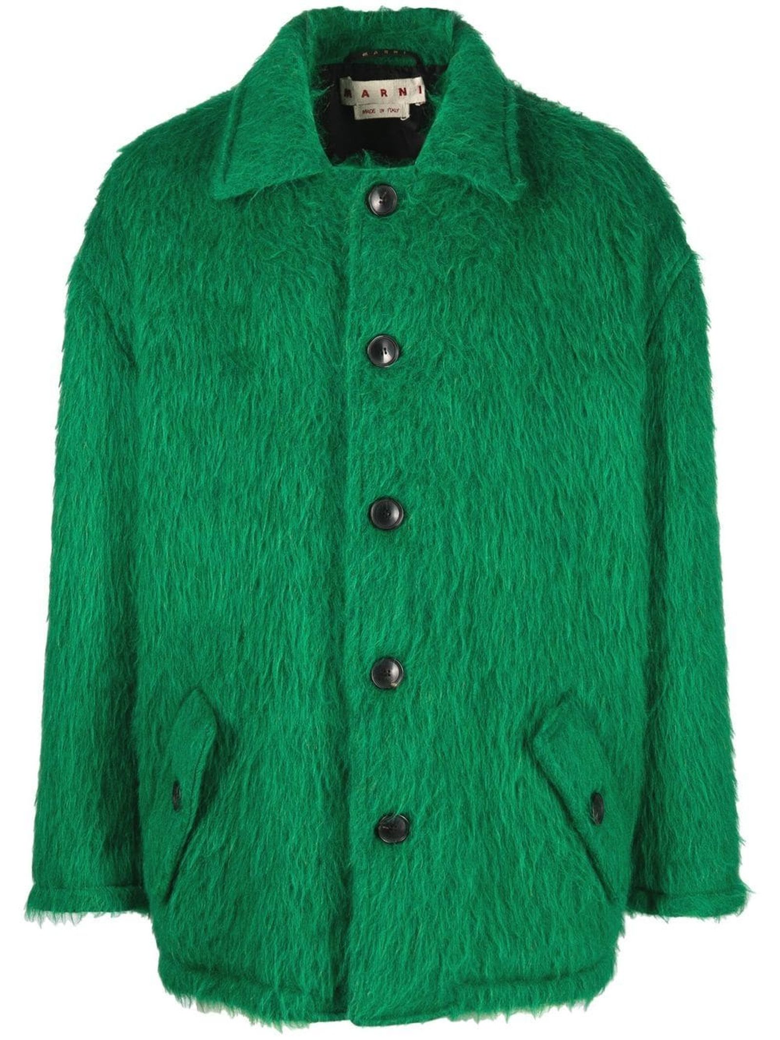 Marni Green Wool-mohair Blend Coat