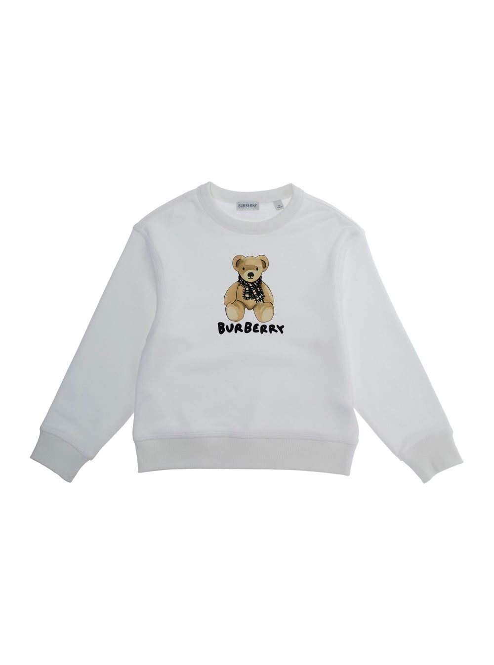 Burberry White Sweatshirt With Round Neck And Logo Print On The Front In Cotton Girl In White