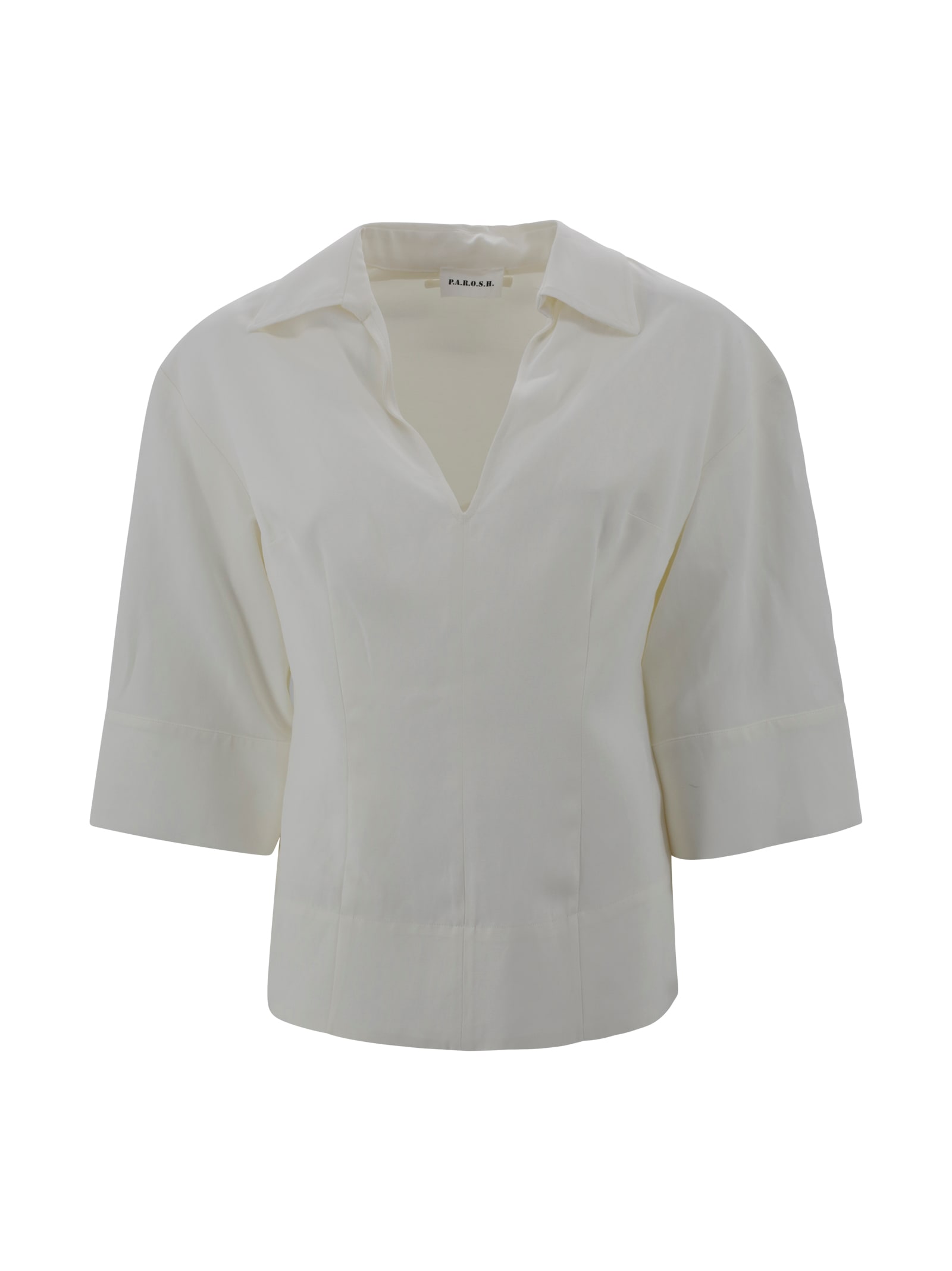 Shop P.a.r.o.s.h V-neck Blouse In Cream