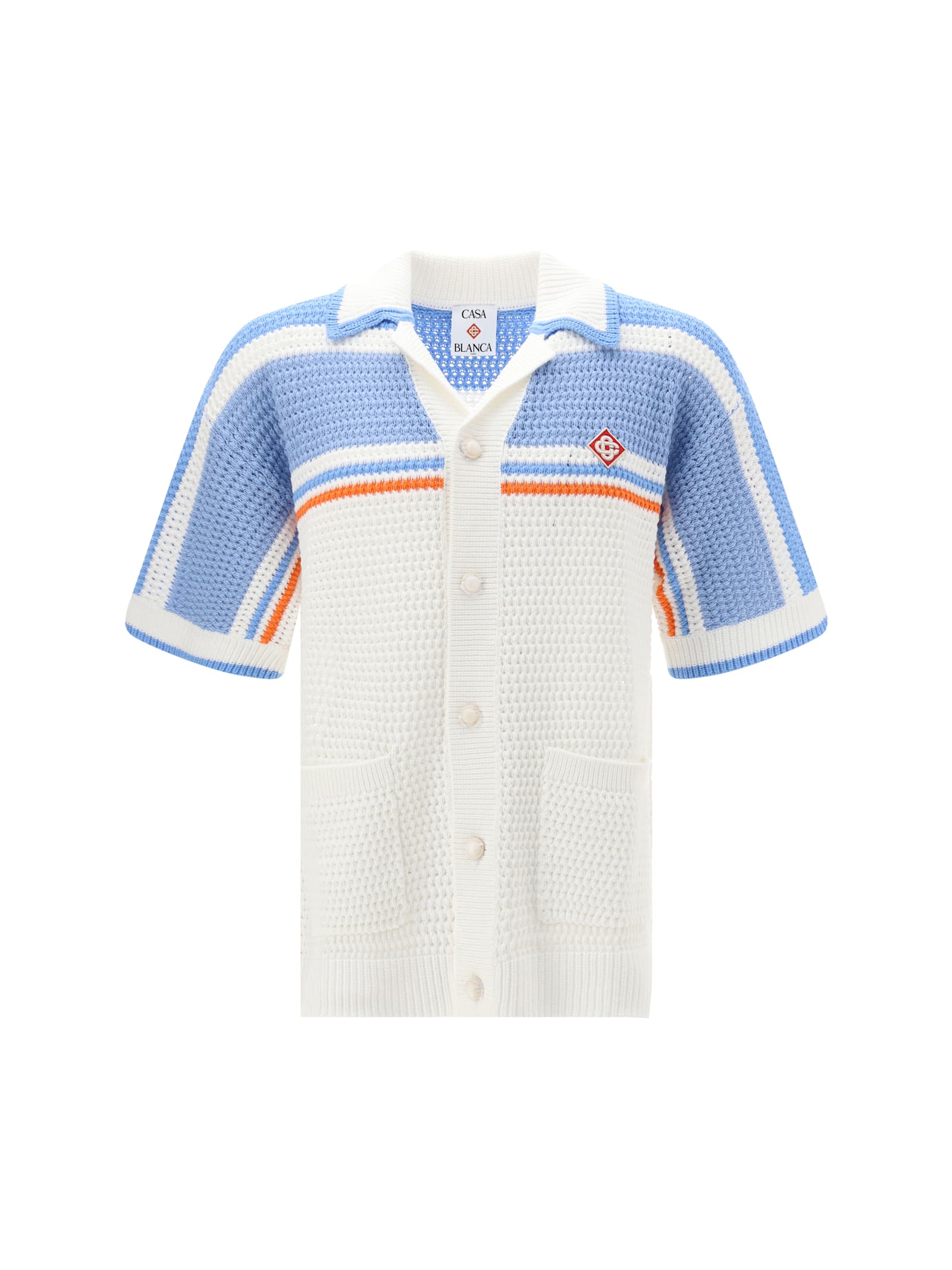 Casablanca Cotton Knit Tennis Shirt In White