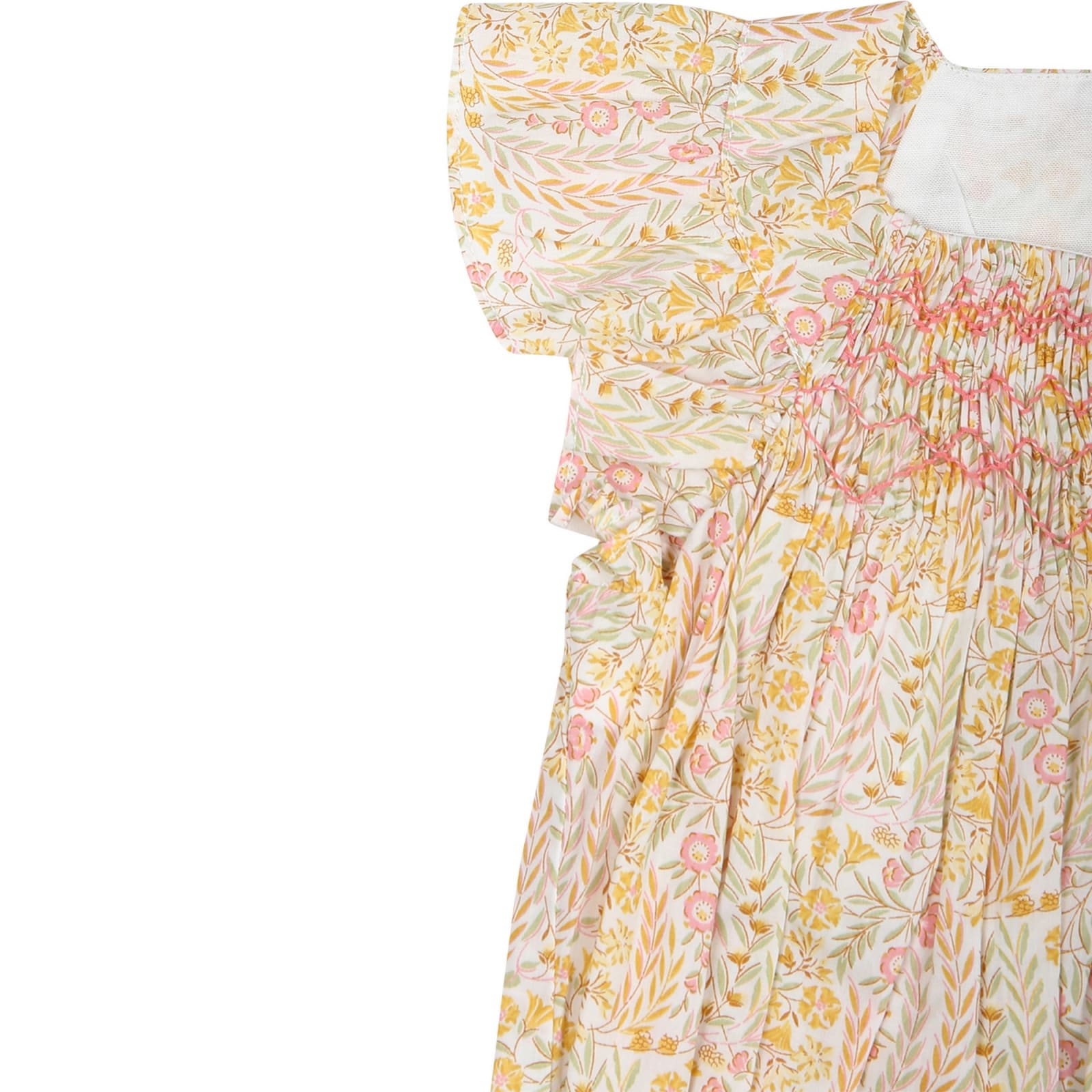 Shop Tartine Et Chocolat Ivory Romper For Baby Girl With Liberty Fabric