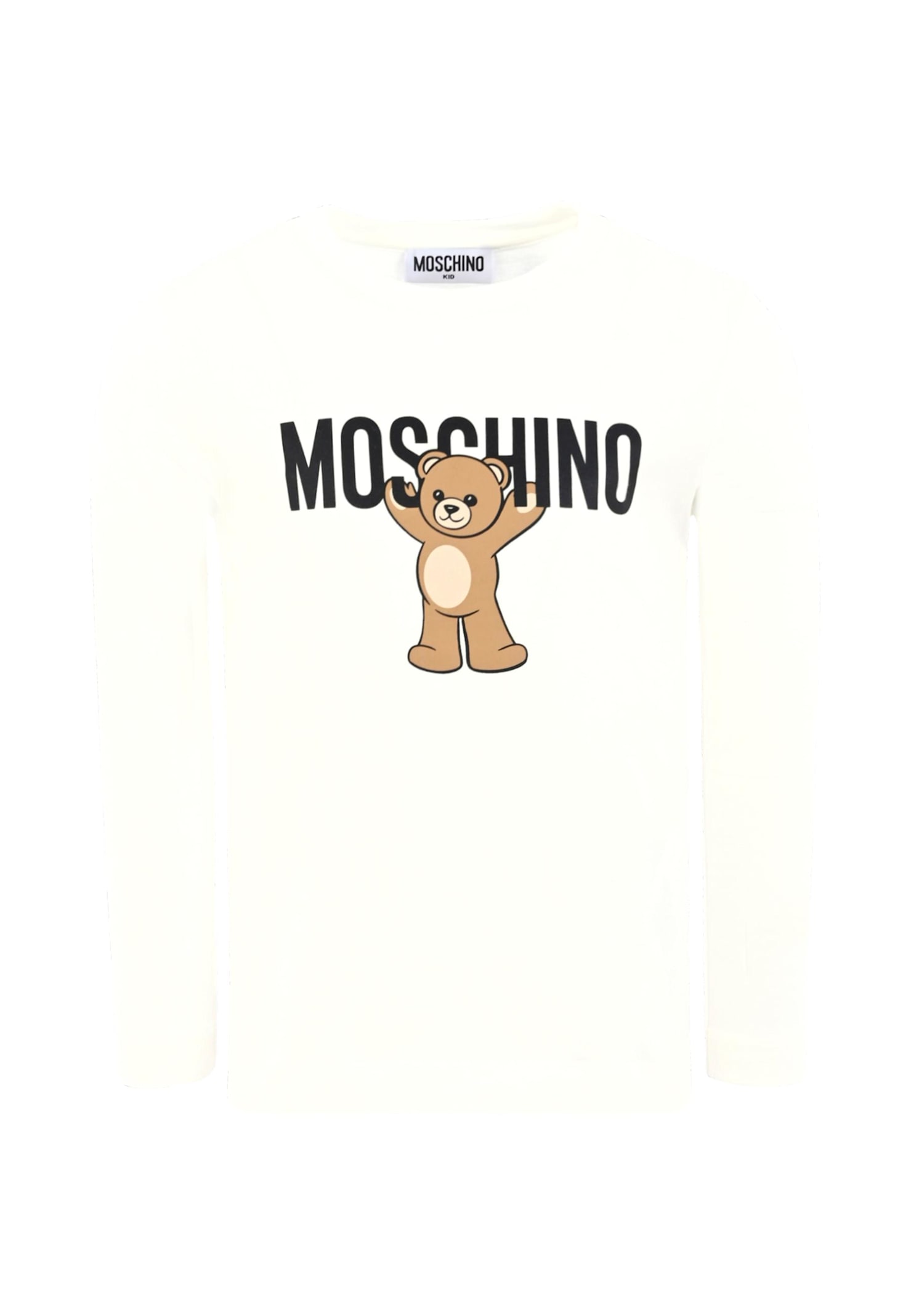 Moschino Ivory T-shirt For Kids With Teddy Bear In White