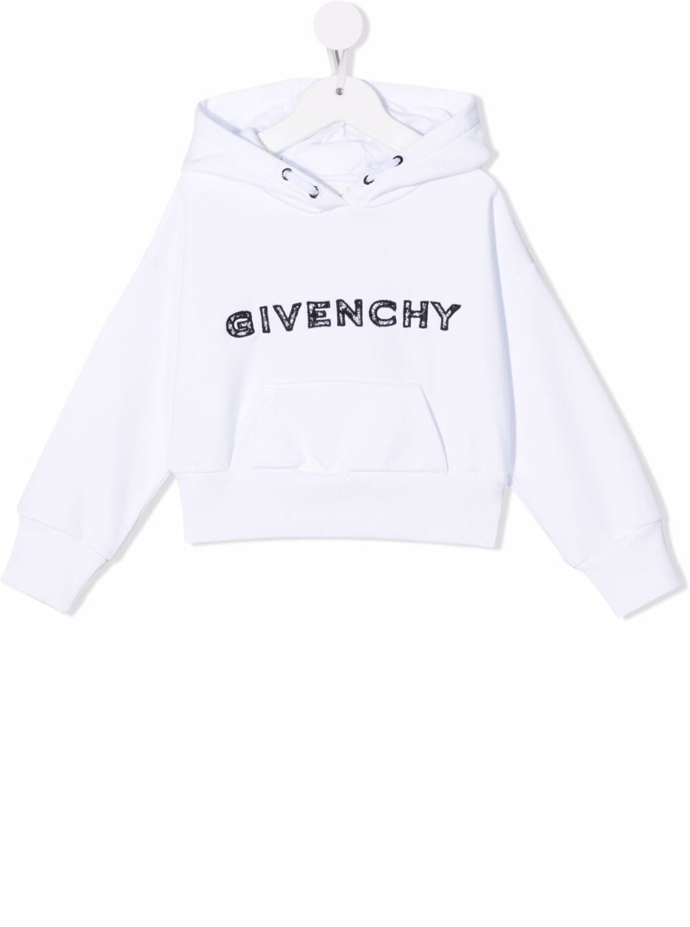 Givenchy Girl White Blend Cotton Hoodie With Embroidery Logo