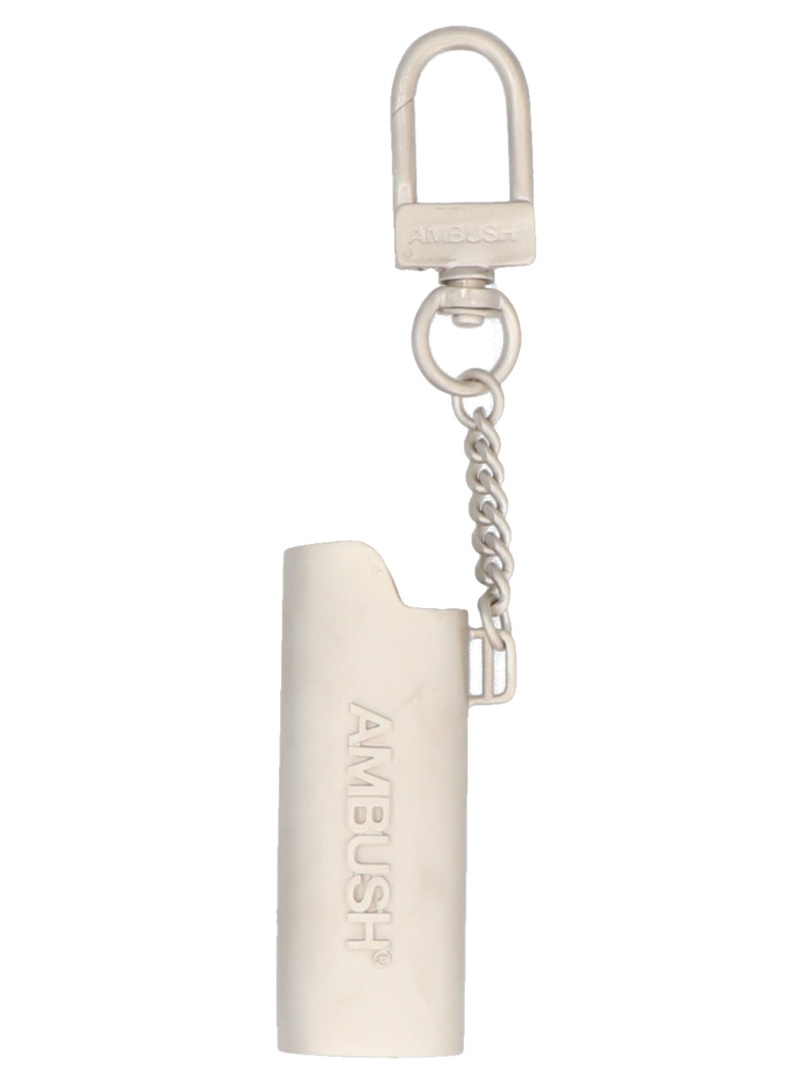 Ambush Logo Lighter Case Keyring In Silver