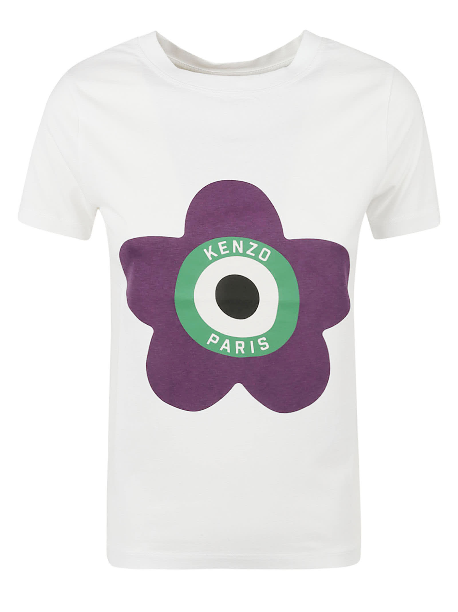 Kenzo Target Classic Cotton T-shirt In Off White