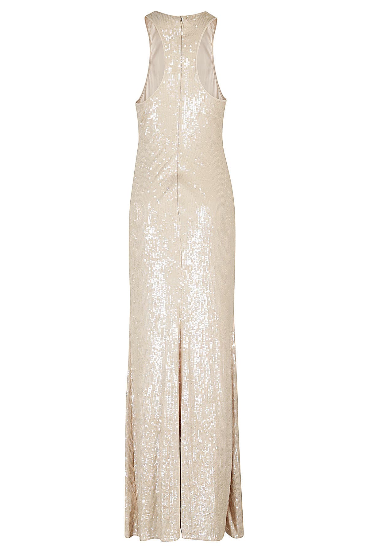 Elisabetta Franchi Women's Beige Sequin Straps Dress In Nudo