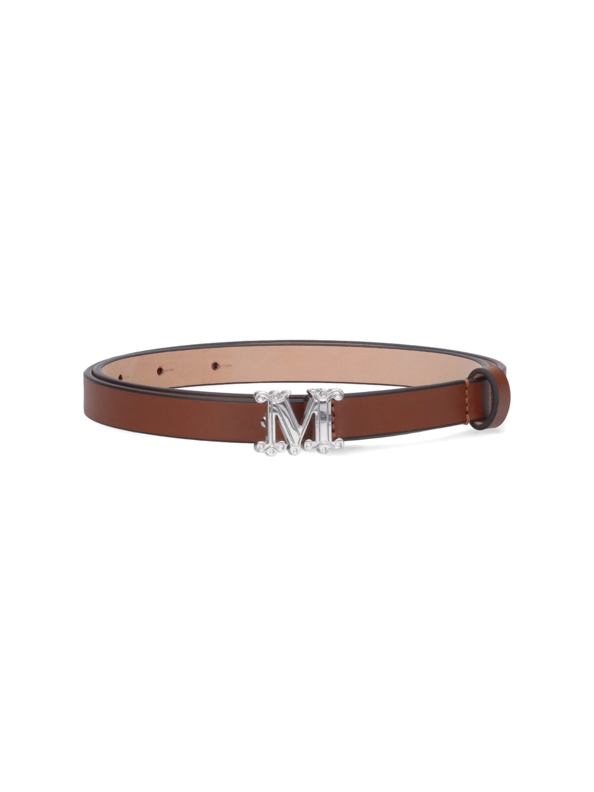 Max Mara Logo Plaque Buckled Belt In Brown