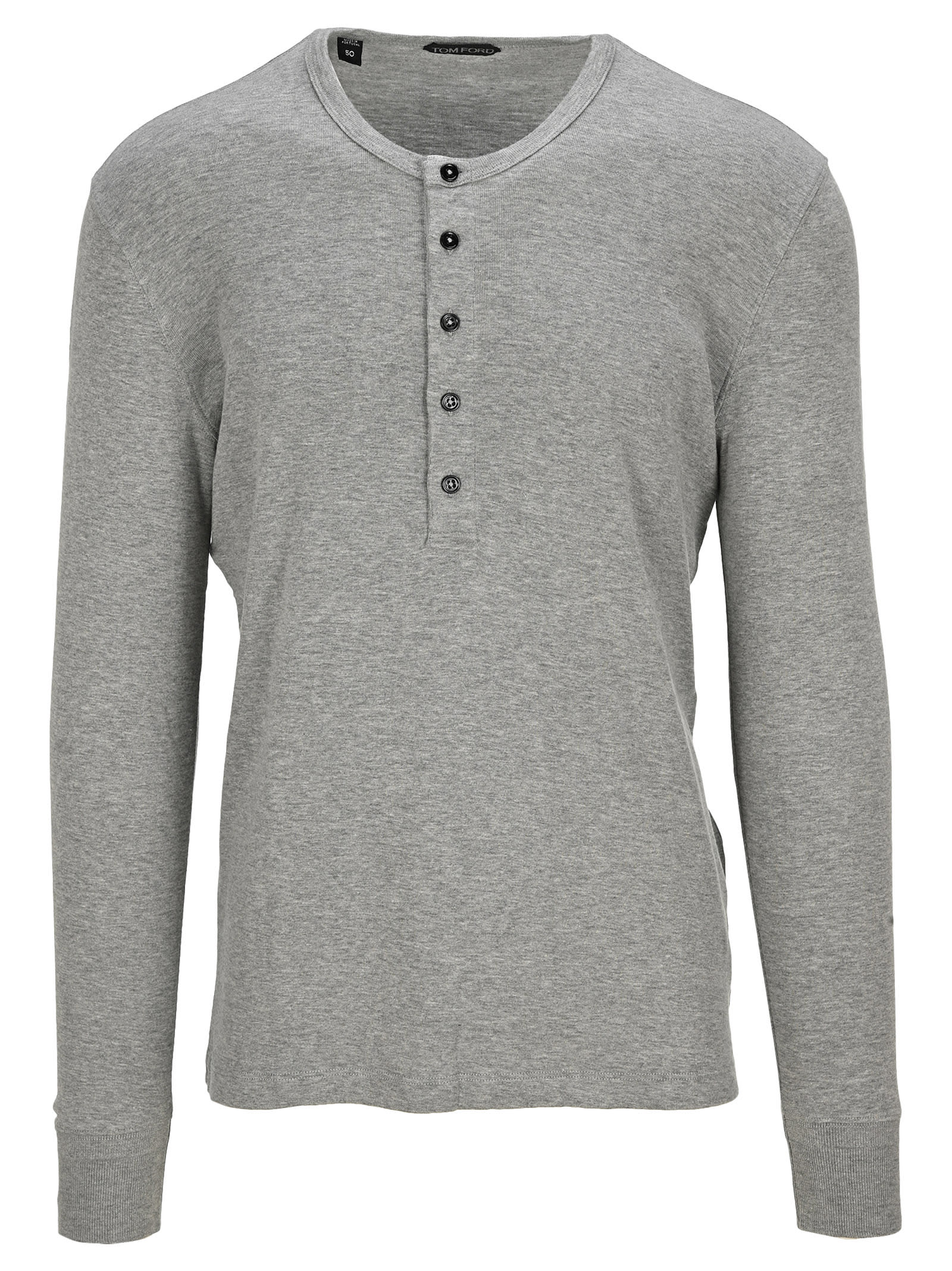 Tom Ford Cotton Blend Buttoned Round-neck Long Sleeves T-shirt