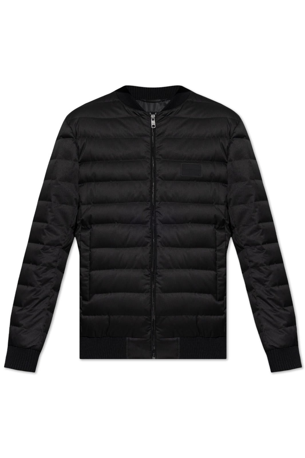 Shop Dolce & Gabbana Logo Patch Quilted Bomber Jacket In Black