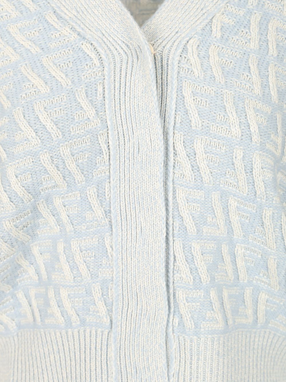 Shop Fendi Wool And Cashmere Cardigan In Light Blue