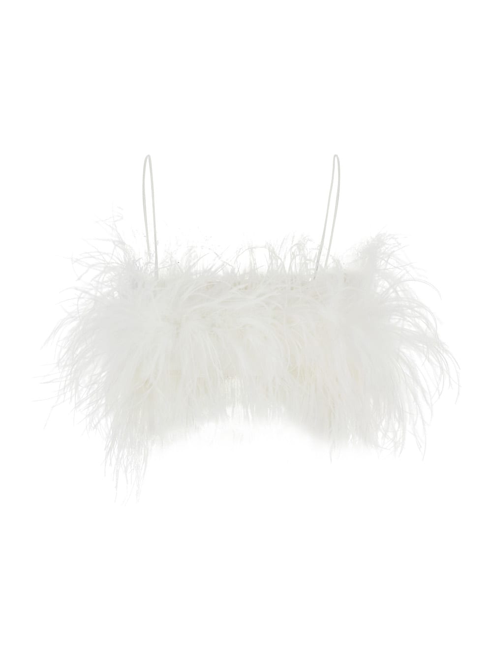 White Top With All-over Detachable Feathers In Viscose Woman