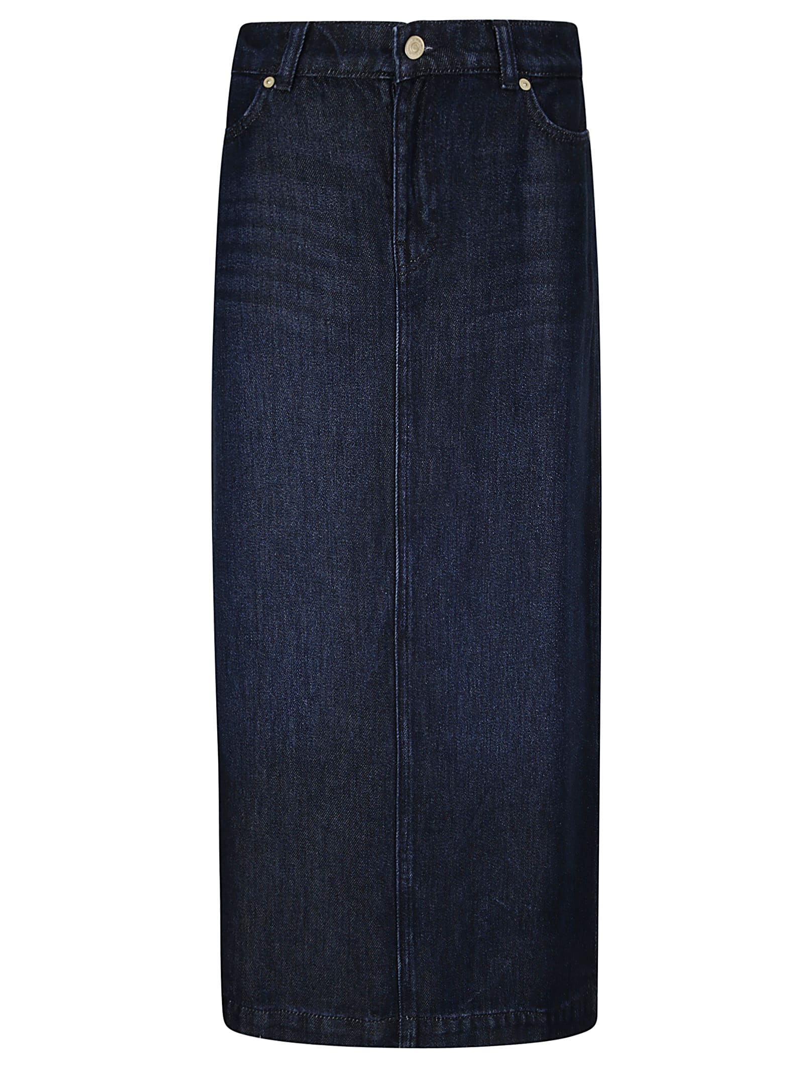 Shop 7 For All Mankind Midi Skirt Stormy In Dark Blue