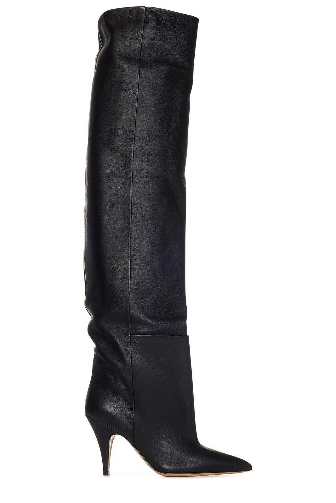 Shop Khaite River Pointed-toe Knee Boots In Black