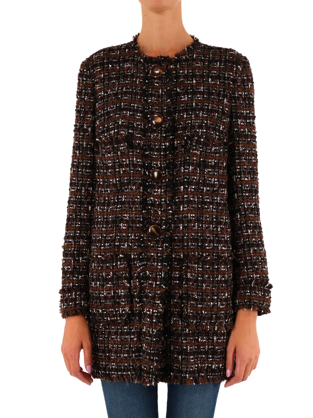 Dolce & Gabbana Tweed Coat With Horn Buttons