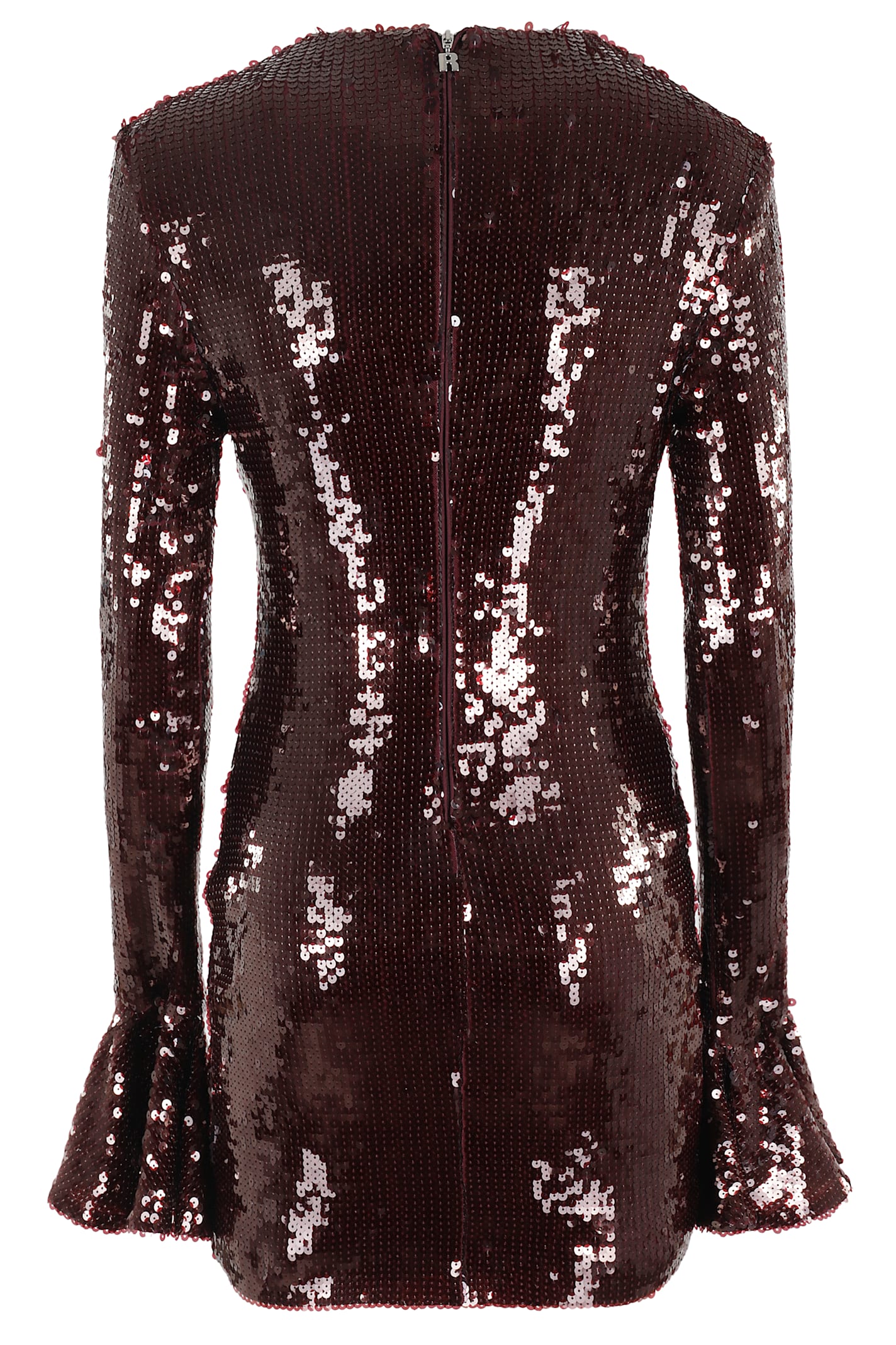 Rotate Birger Christensen Sequins Ls Mini Dress In Brown