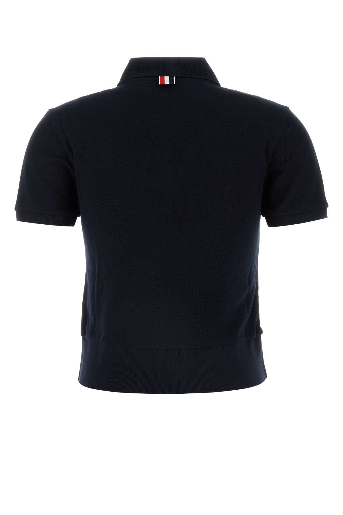 Shop Thom Browne Navy Blue Piquet Polo Shirt