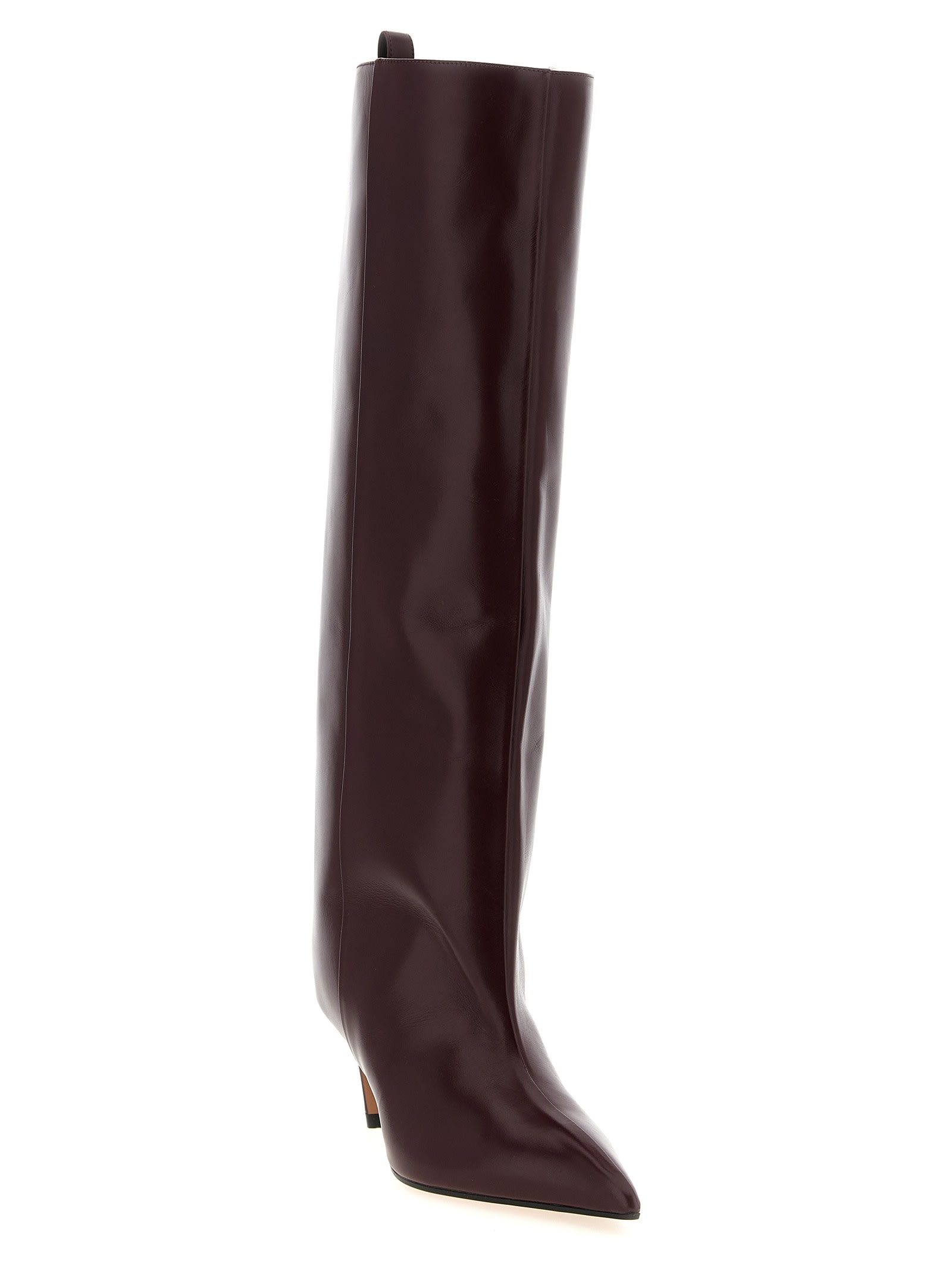 Attico 65mm Lea Pointed-toe Leather Boots In Burgundy