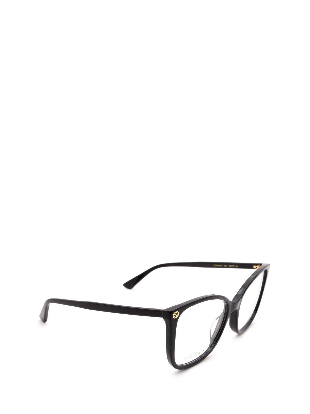 Shop Gucci Square Frame Glasses In 001 Black Black Transpare