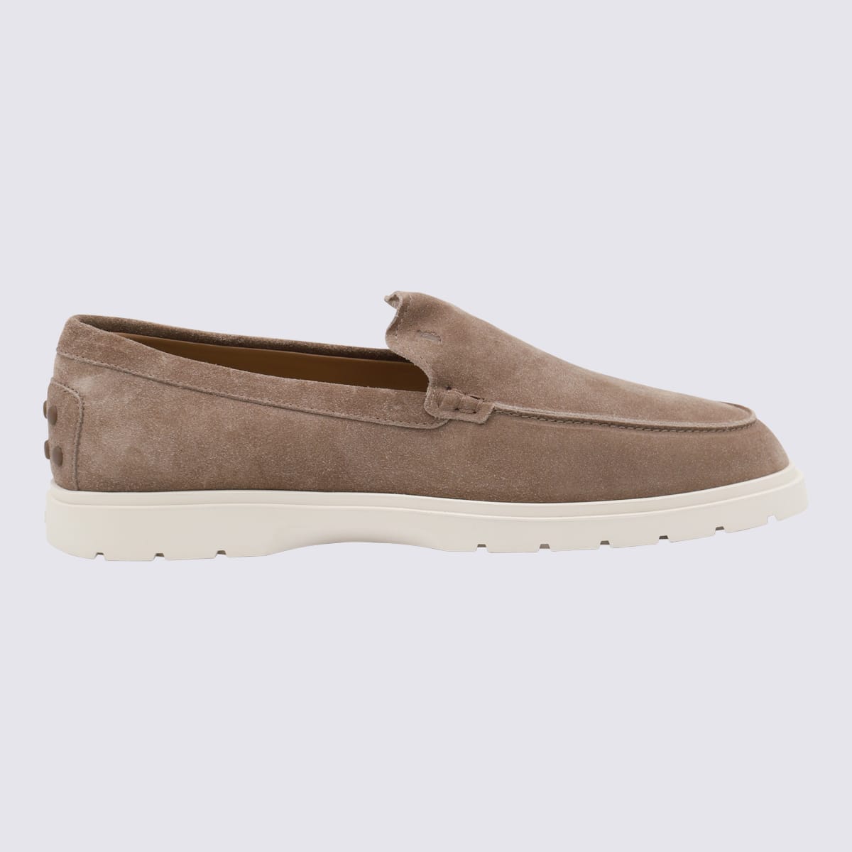 Shop Tod's Beige Suede Loafers In Light Brown