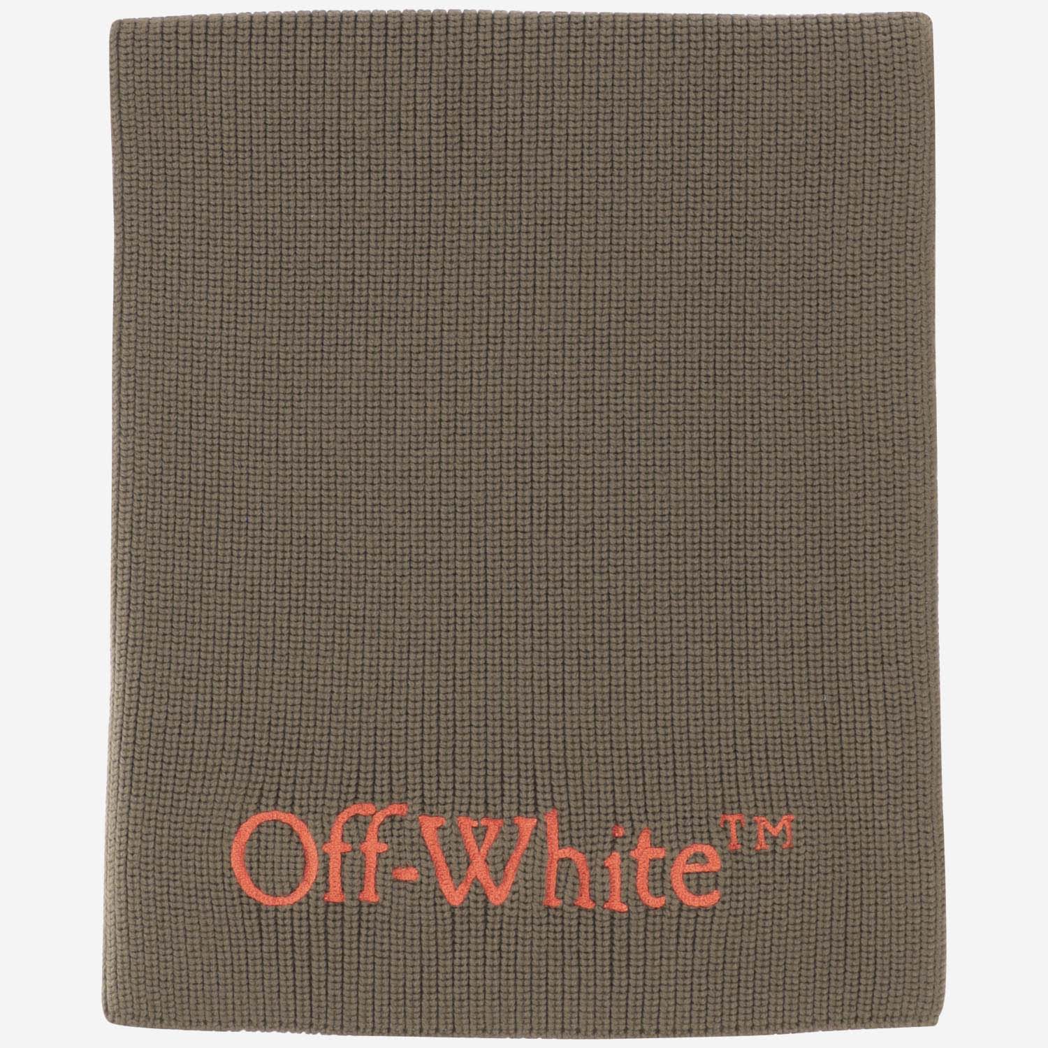 OFF-WHITE BOOKISH KNIT SCARF