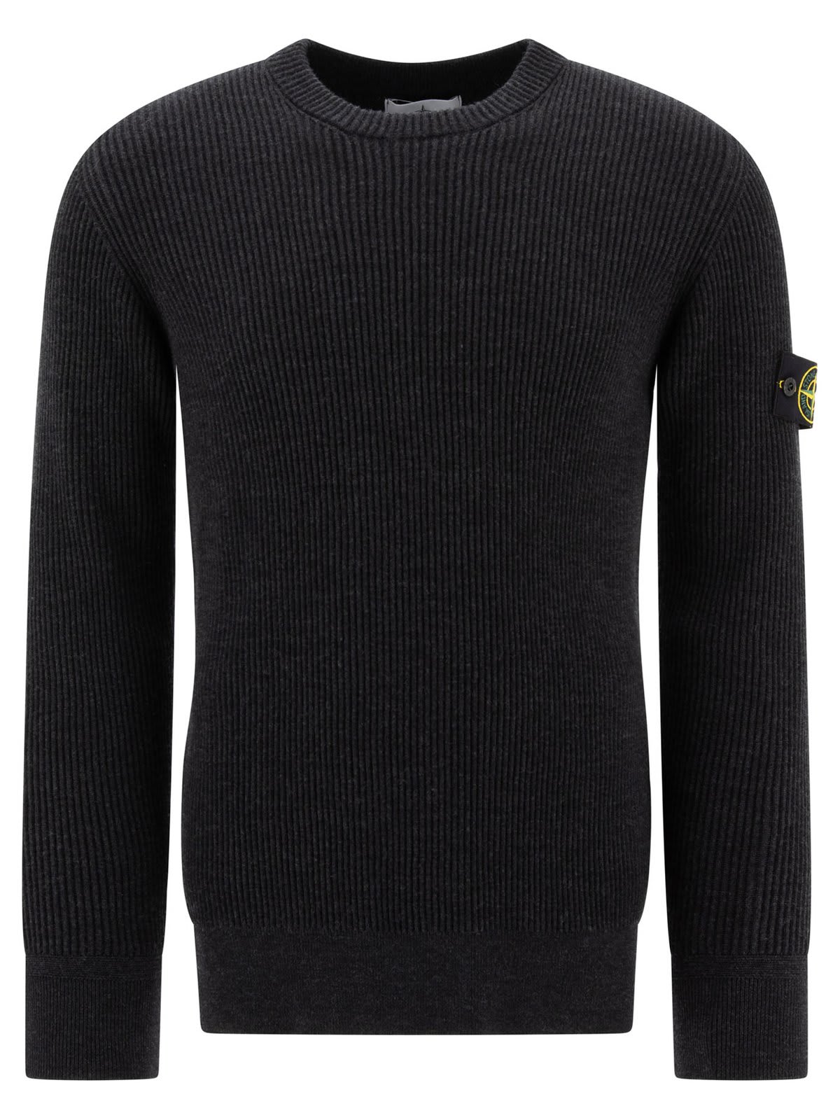 Shop Stone Island Logo Patch Crewneck Jumper In Grey