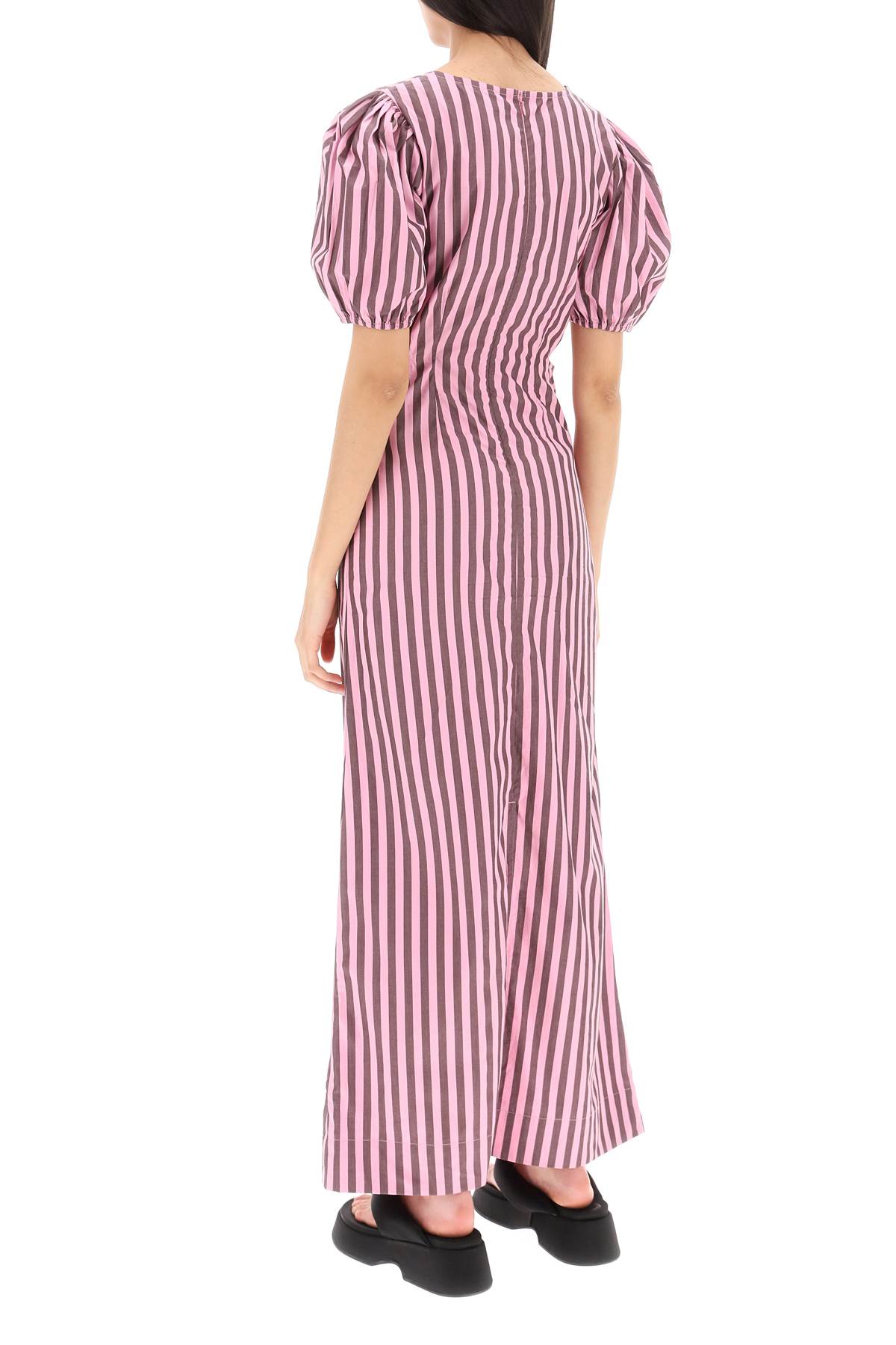 Shop Ganni Striped Maxi Dress With Cut-outs In Bonbon (pink)