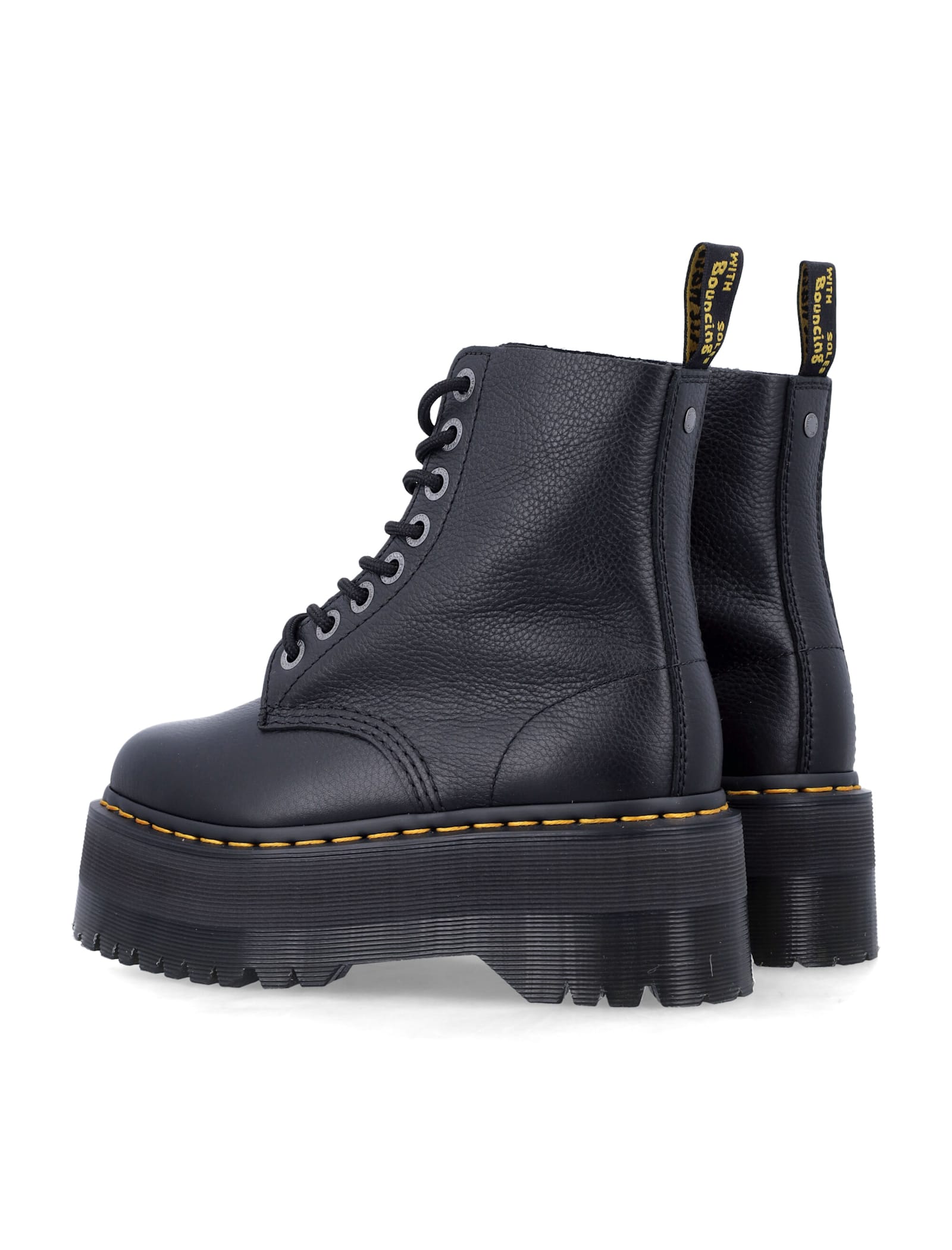 Dr. Martens 1460 Pascal Max Black Leather Platform Boots In Black