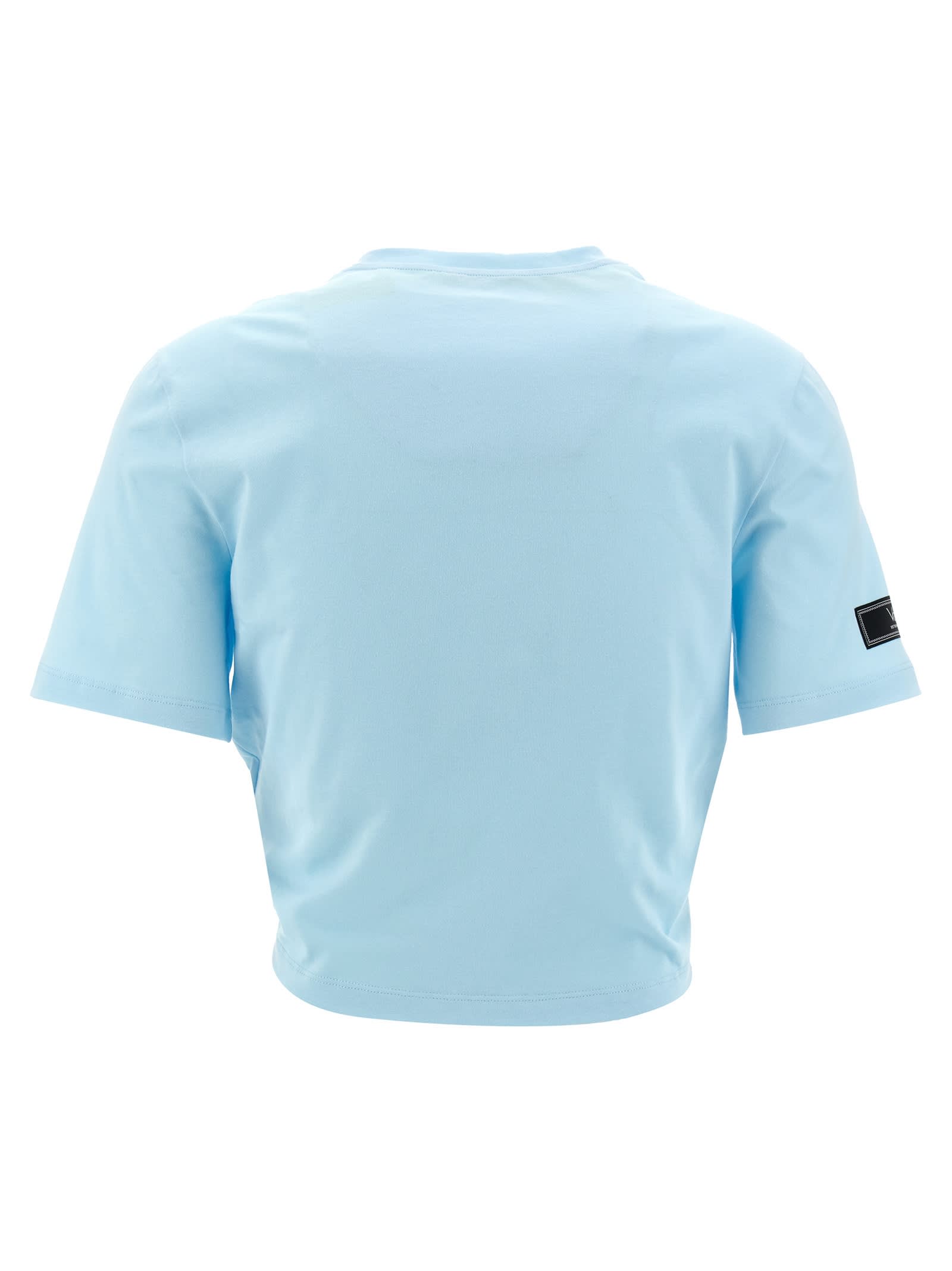 Shop Versace Logo Crop T-shirt In Light Blue