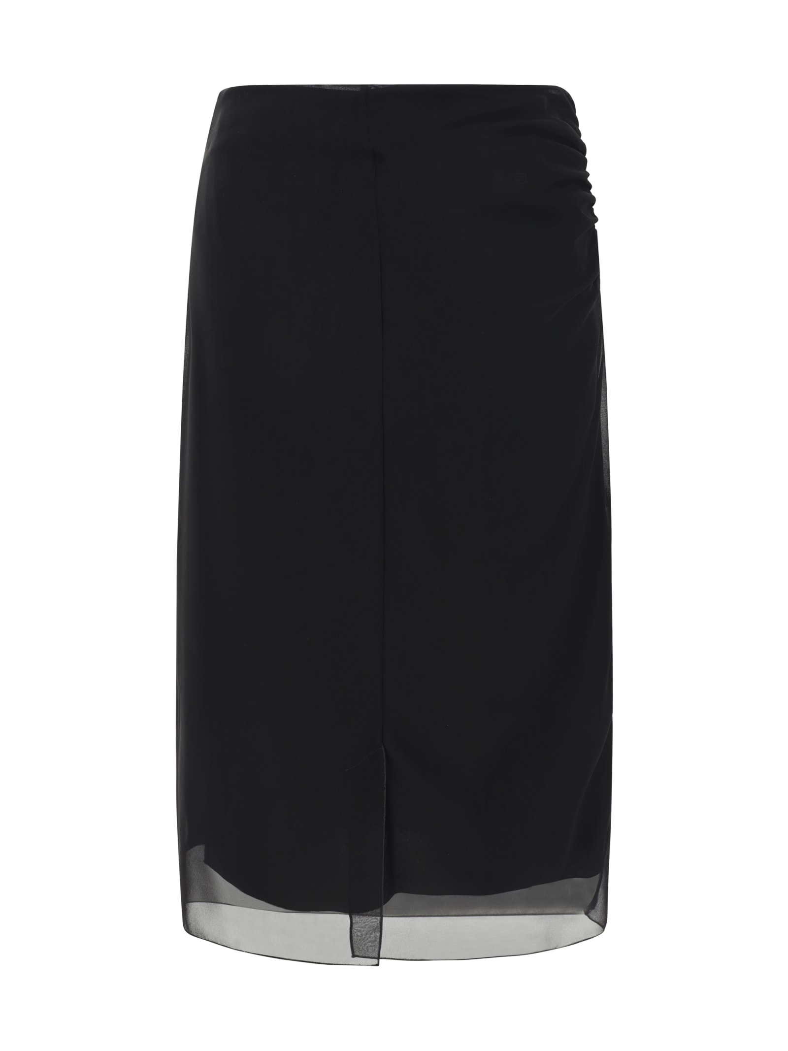 Shop Prada Midi Skirt In Nero