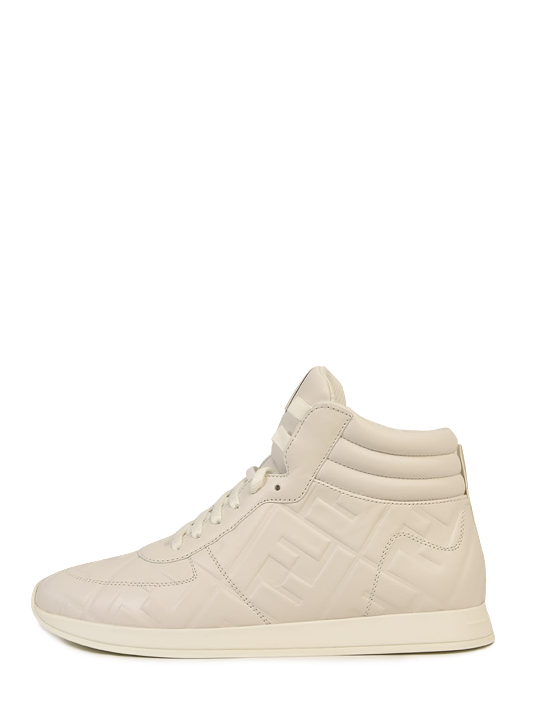 FENDI HIGH-TOP SNEAKER IN WHITE LEATHER,11270308