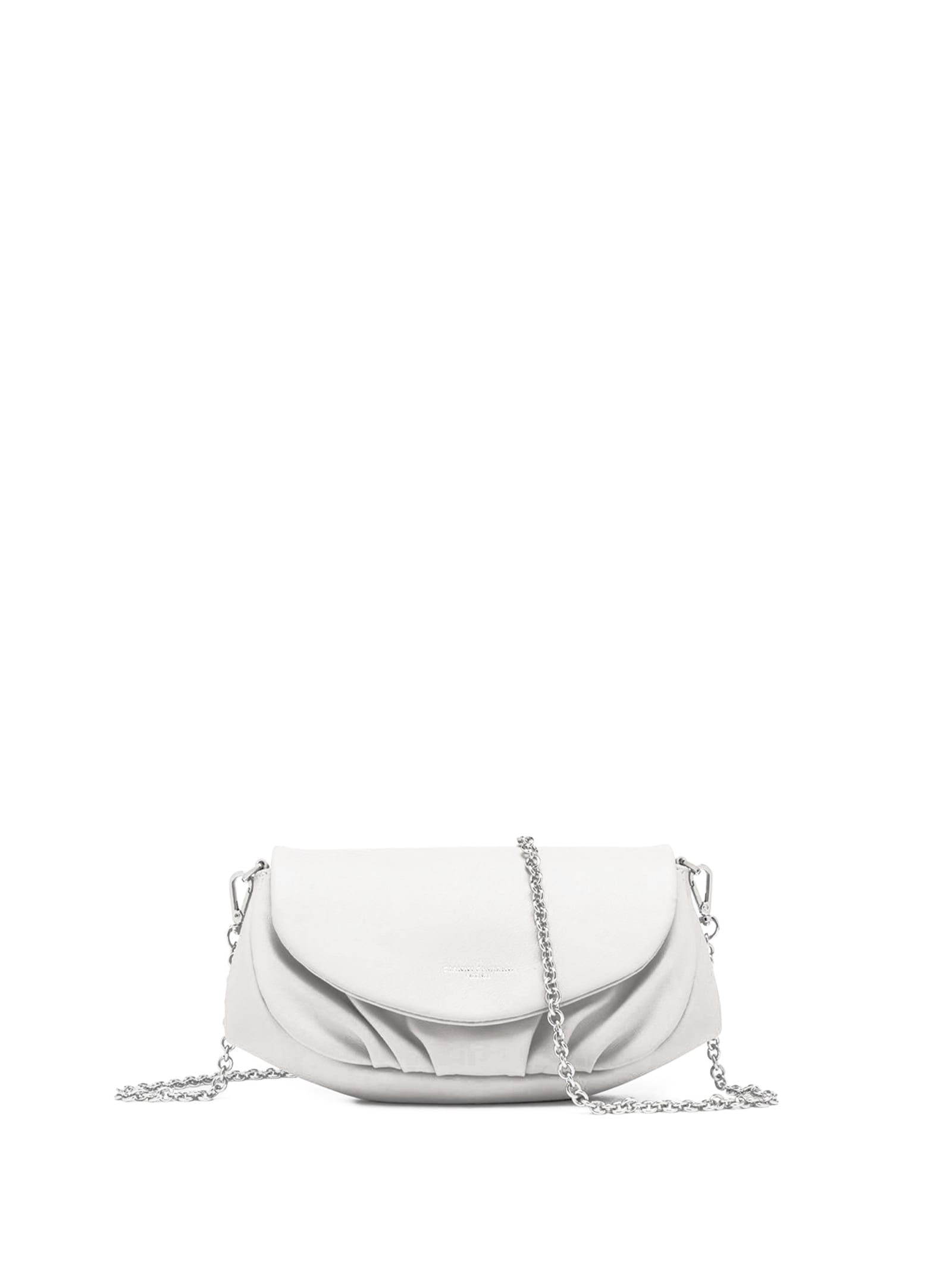 White Adele Shoulder Bag With Metal Chain