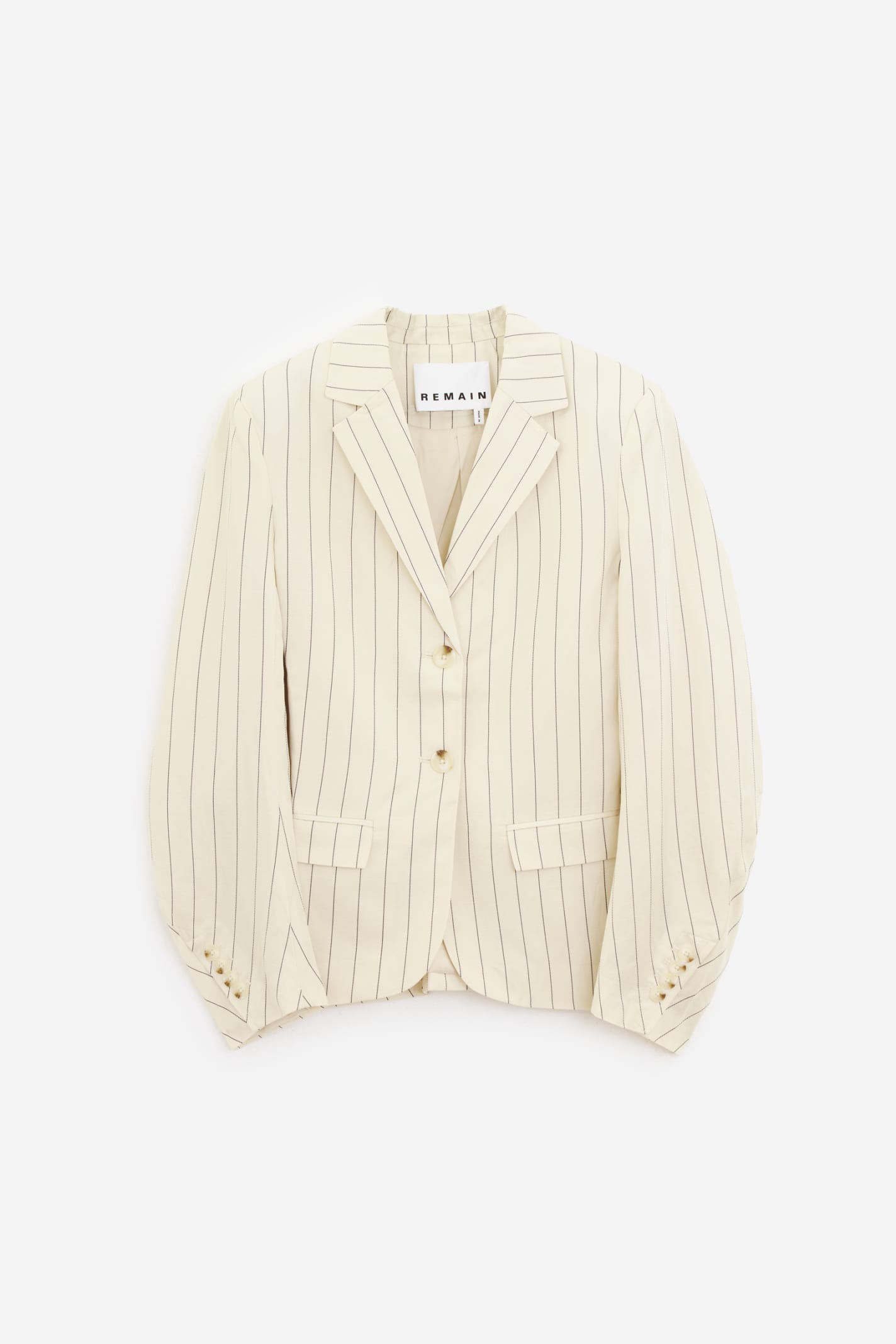 Shop Remain Birger Christensen Drapy Striped Blazer Jacket In Cream