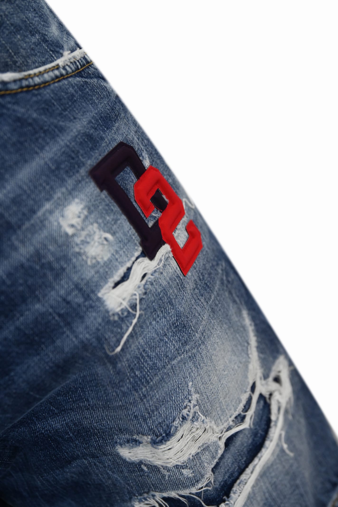 Shop Dsquared2 Denim Shorts With Logo Patch