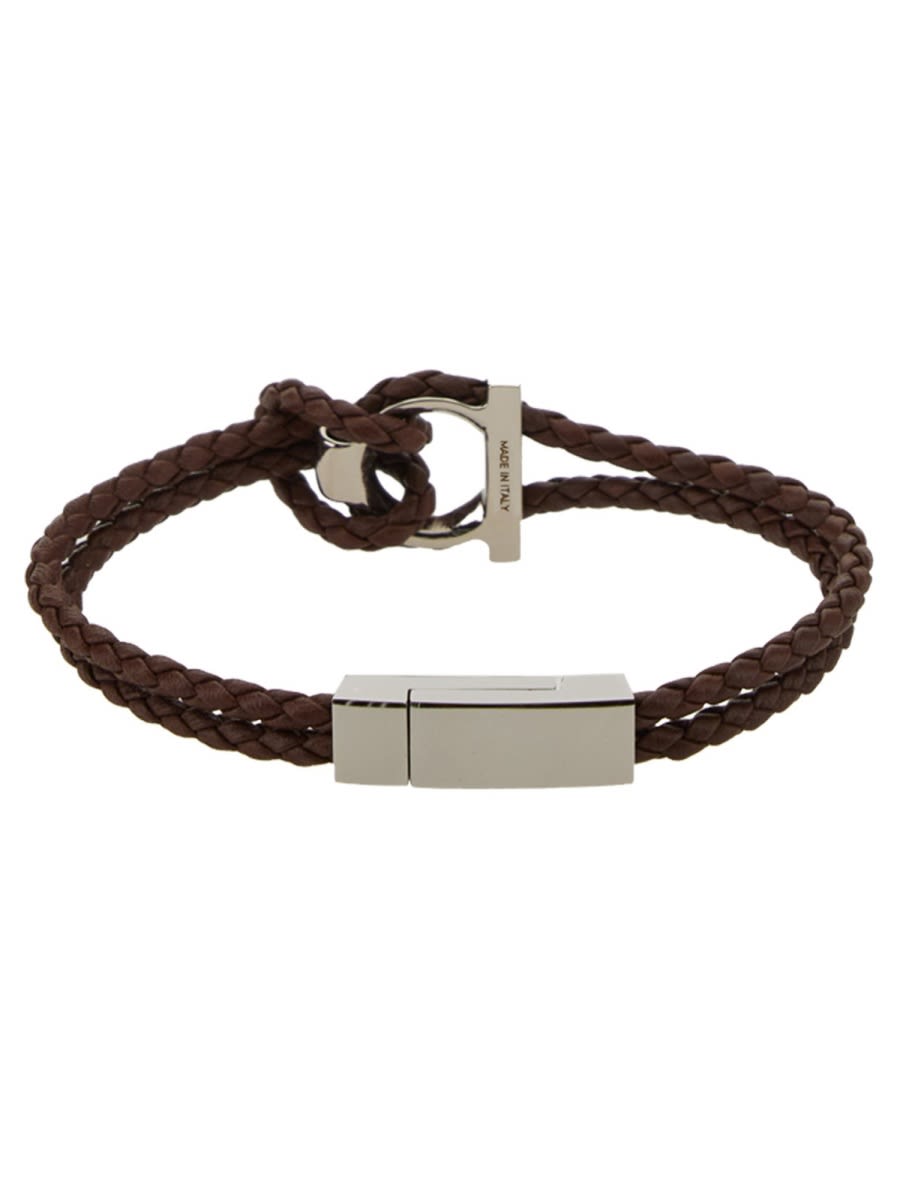 Ferragamo Black Calf Leather Bracelets