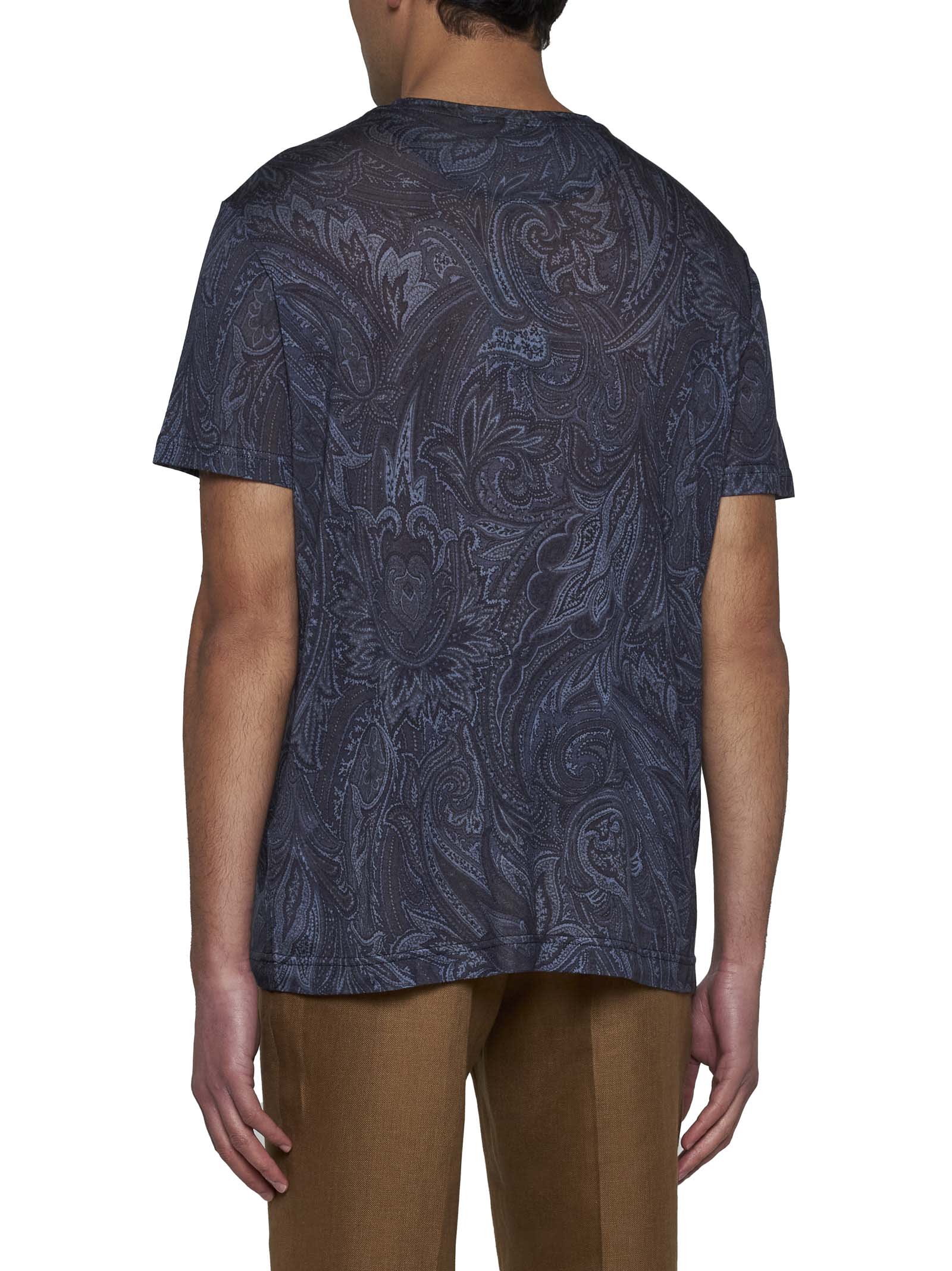 Shop Etro T-shirt In Stampa F.do Blu