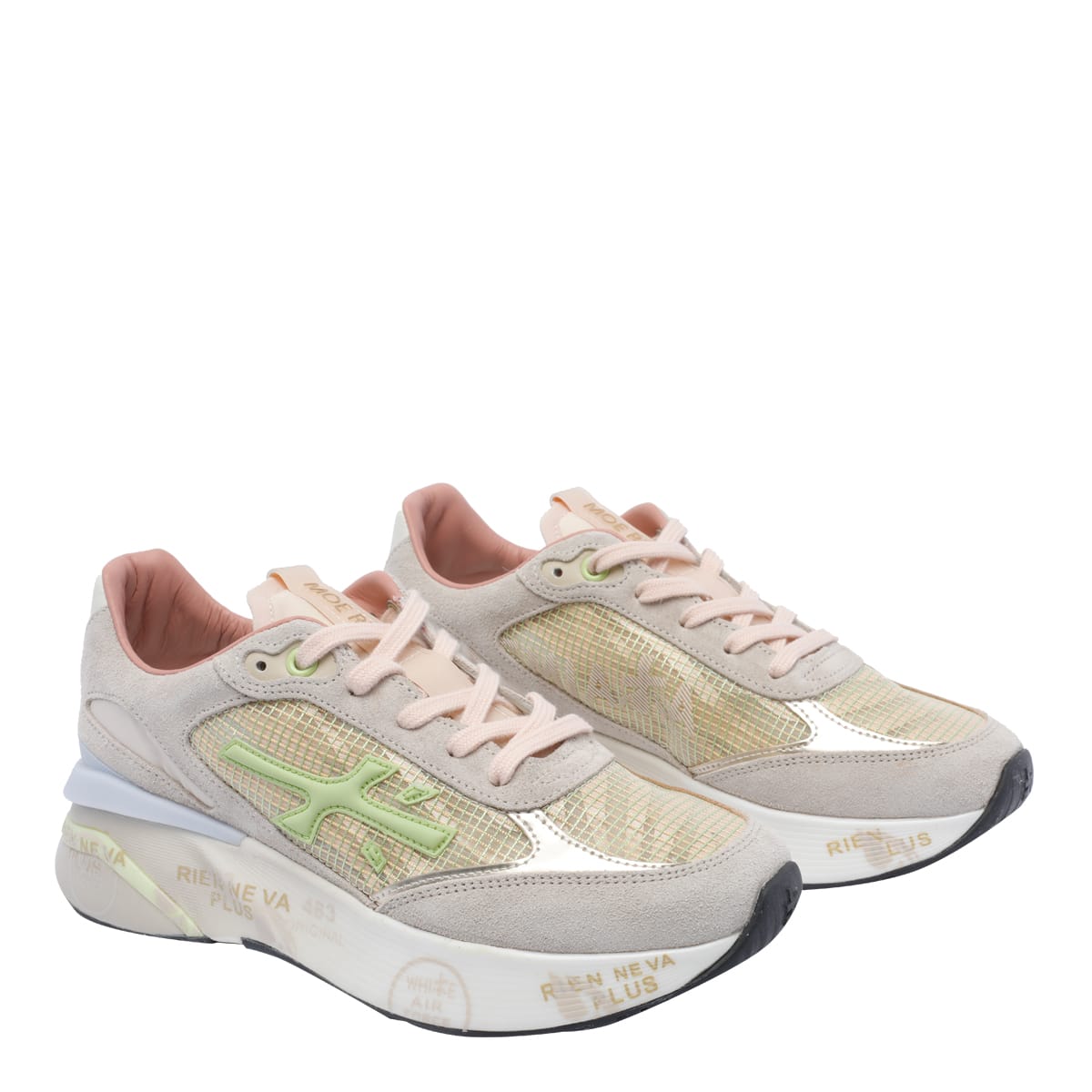 Premiata Pastel Multicolor Sneakers With Suede Accents