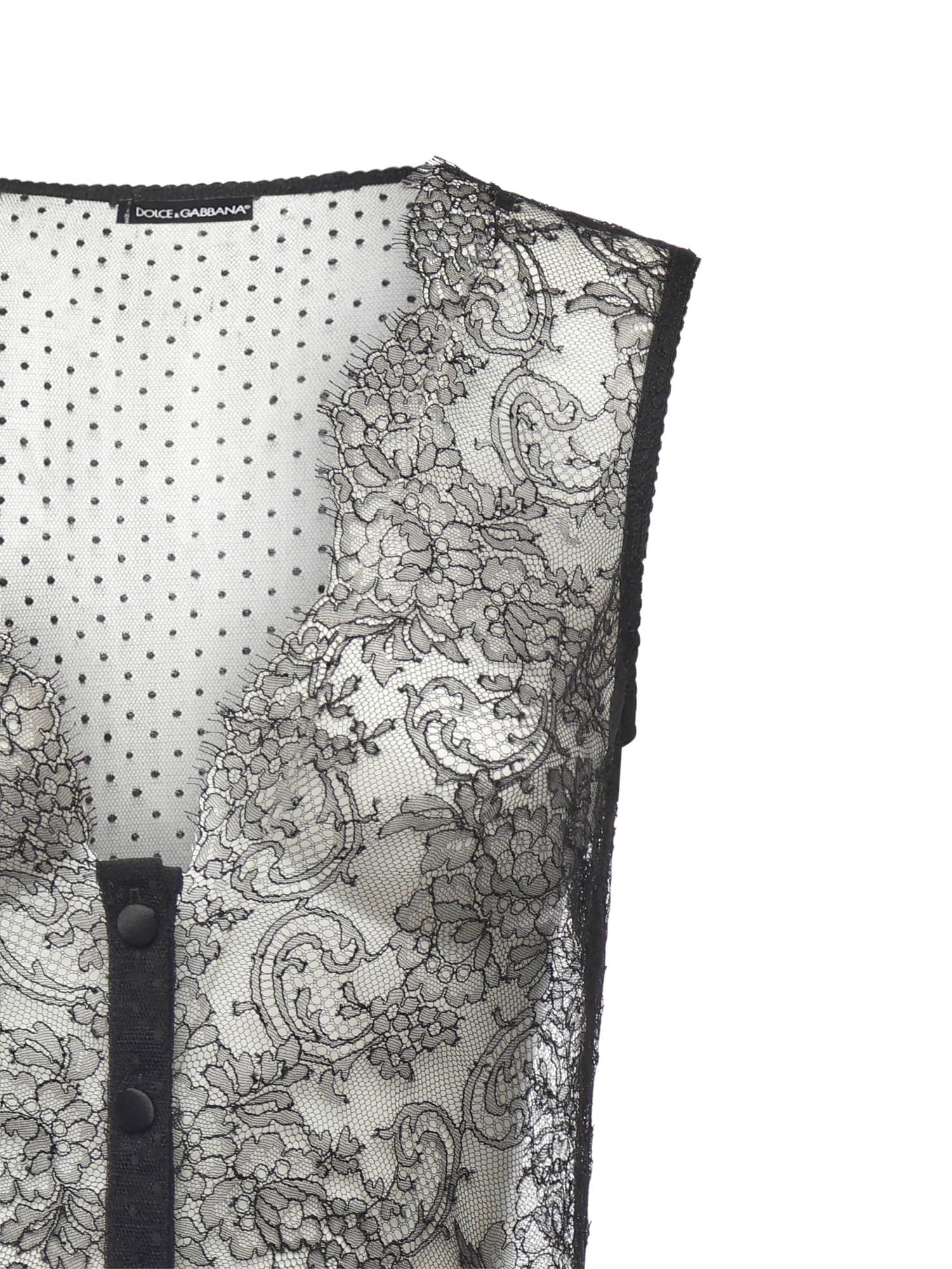 Dolce & Gabbana Textured Plumetis Bodysuit In Black